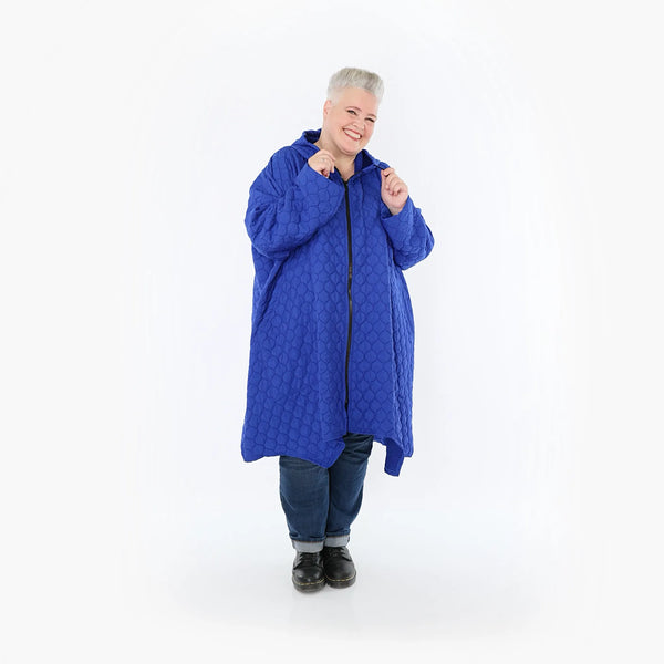  A-Form Mantel von AKH Fashion aus Materialmix, 1450.07043, Royalblau, Jacquard, Schick