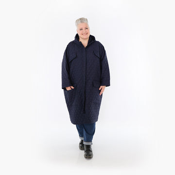  AKH Fashion Mantel in gerader Form, aus Materialmix, 1450.07044, Navy, Jacquard, Schick