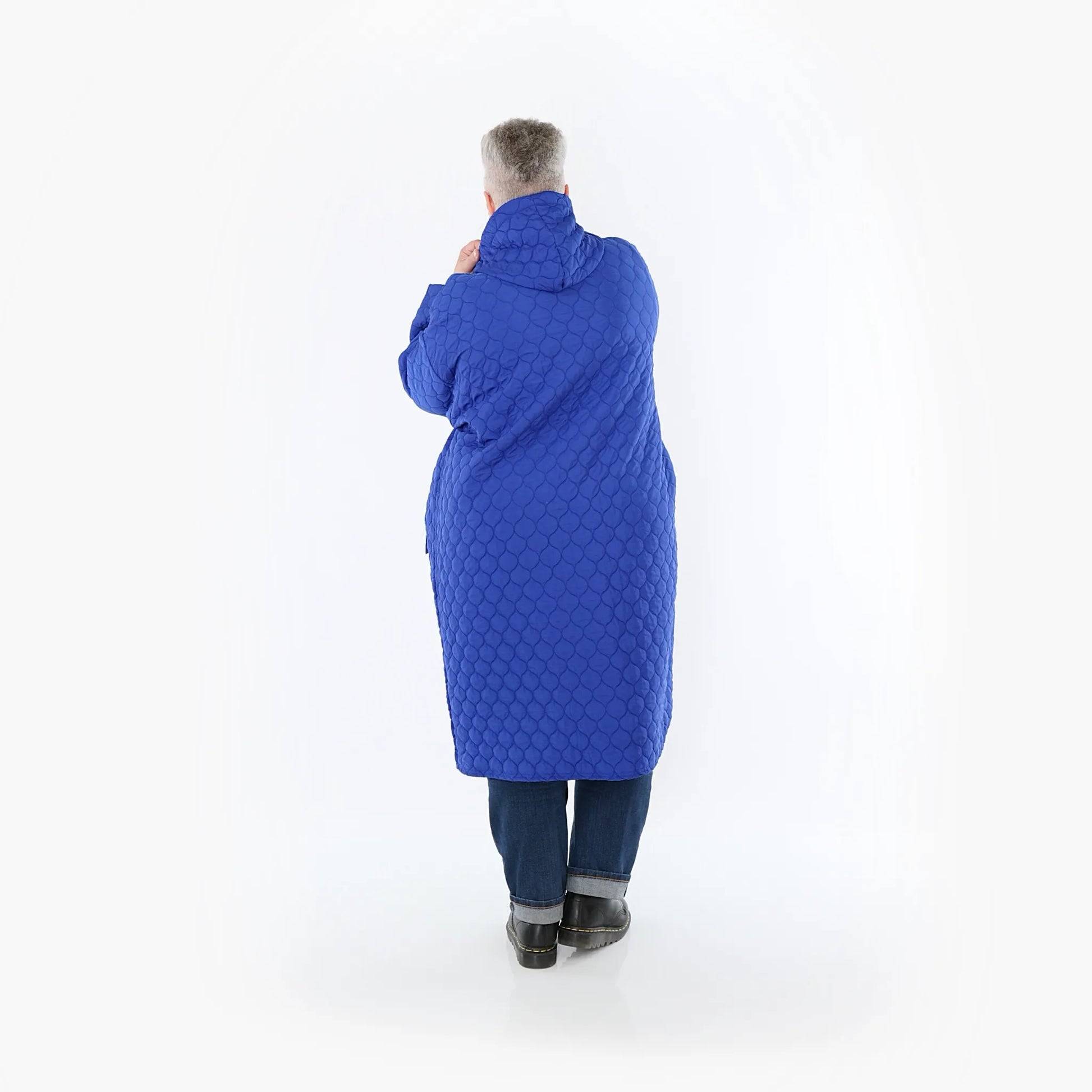  AKH Fashion Mantel in gerader Form, aus Materialmix, 1450.07044, Royalblau, Jacquard