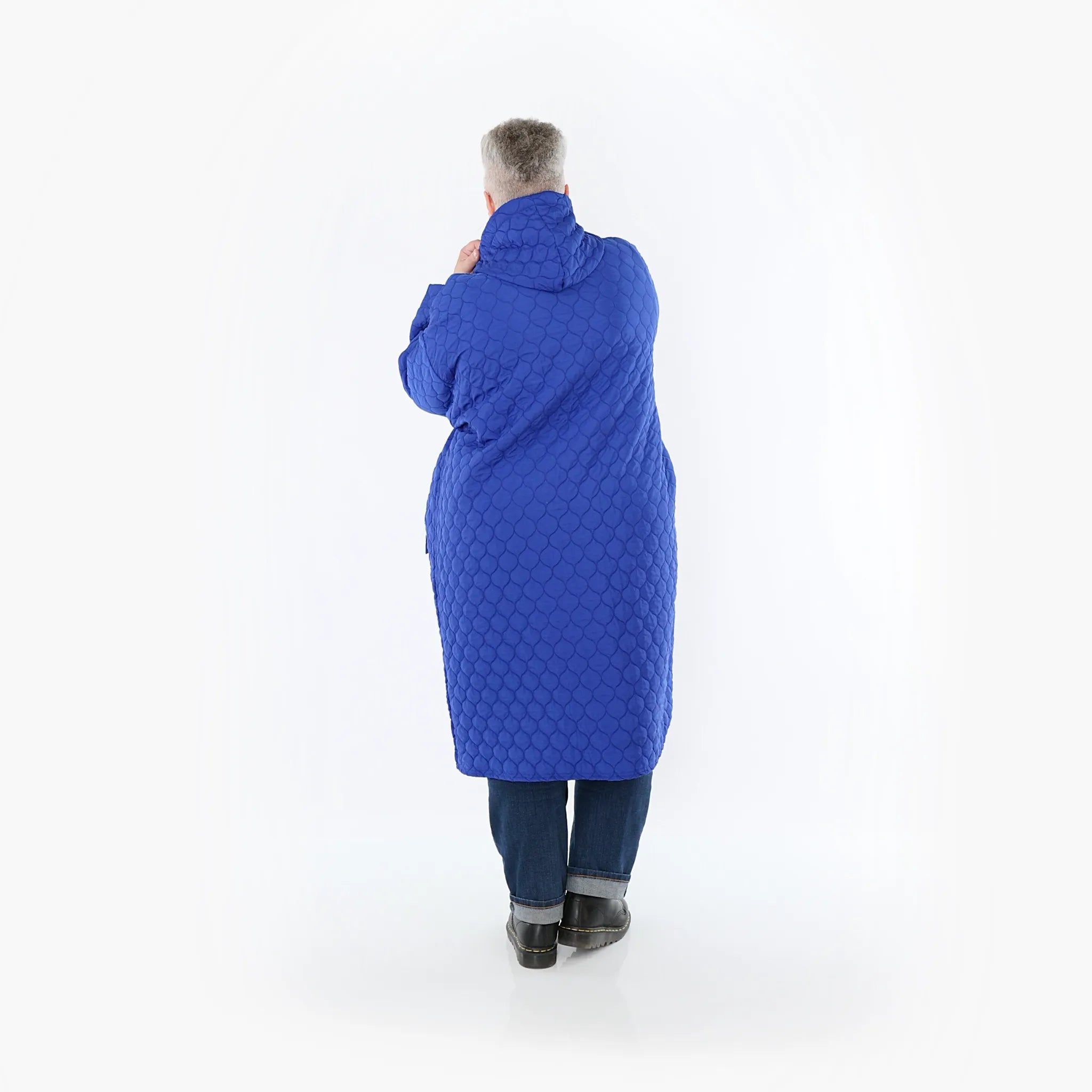  AKH Fashion Mantel in gerader Form, aus Materialmix, 1450.07044, Royalblau, Jacquard
