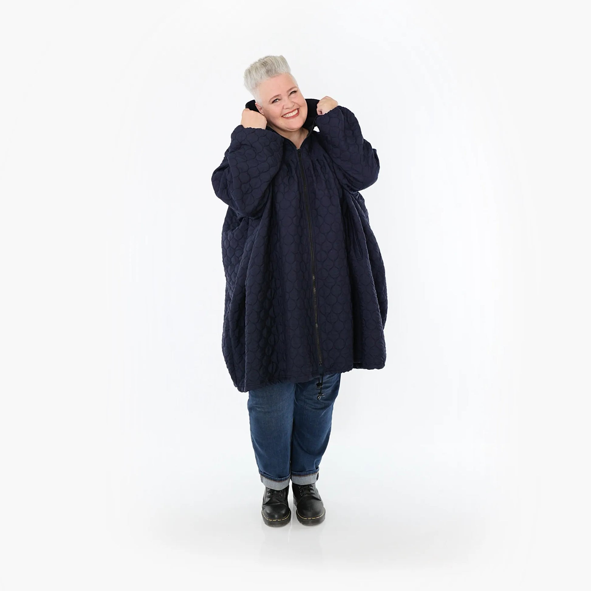 Ballonjacke von AKH Fashion aus Materialmix, 1450.07045, Navy, Jacquard, Schick, Modern