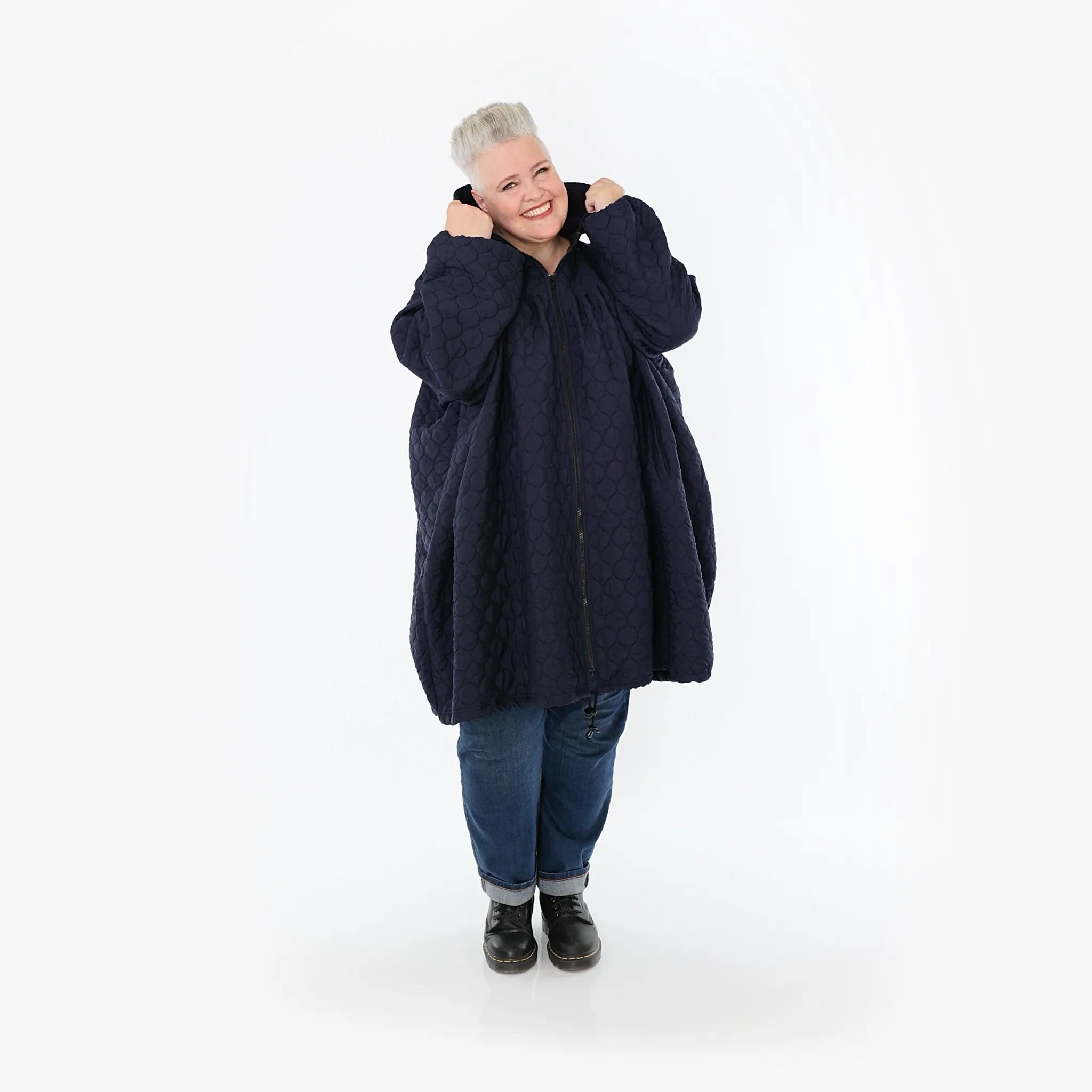  Ballonjacke von AKH Fashion aus Materialmix, 1450.07045, Navy, Jacquard, Schick, Modern
