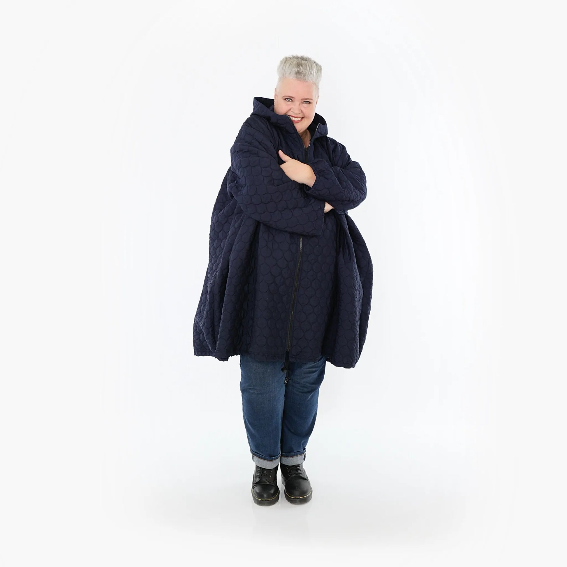  Ballonjacke von AKH Fashion aus Materialmix, 1450.07045, Navy, Jacquard, Schick, Modern