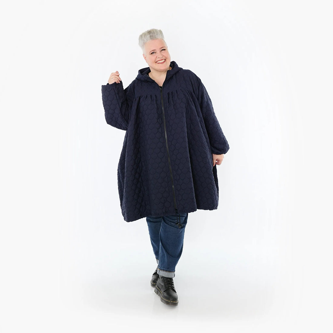  Ballonjacke von AKH Fashion aus Materialmix, 1450.07045, Navy, Jacquard, Schick, Modern