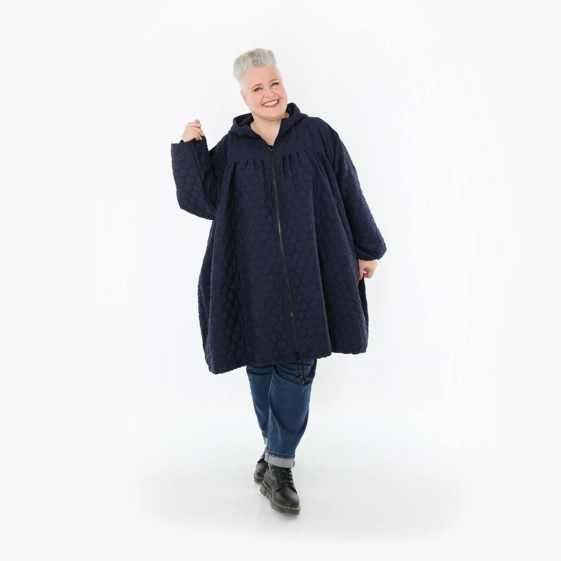 Ballonjacke von AKH Fashion aus Materialmix, 1450.07045, Navy, Jacquard, Schick, Modern