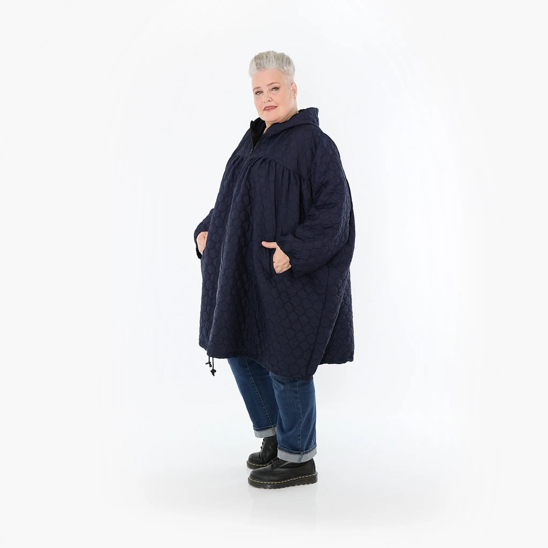  Ballonjacke von AKH Fashion aus Materialmix, 1450.07045, Navy, Jacquard, Schick, Modern