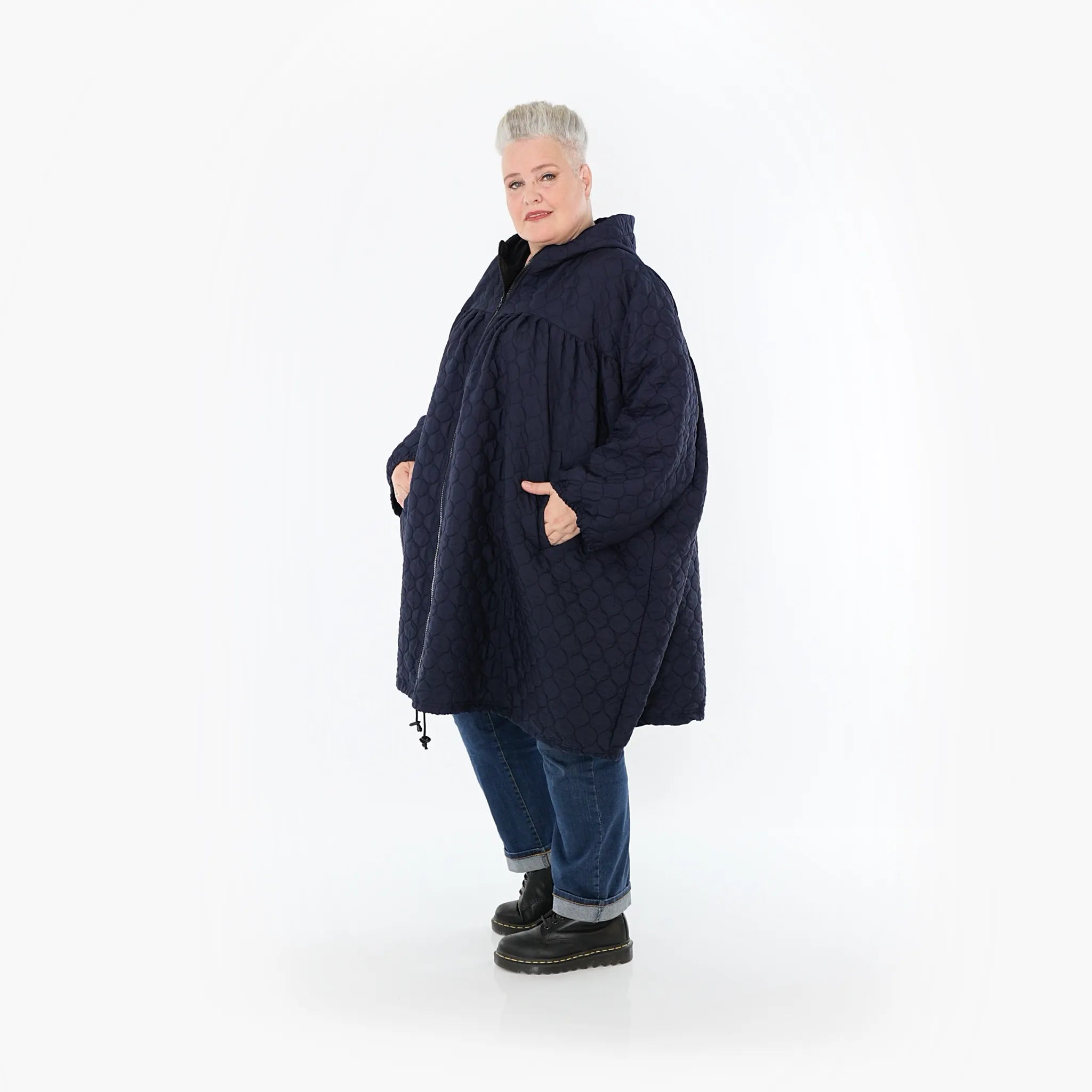  Ballonjacke von AKH Fashion aus Materialmix, 1450.07045, Navy, Jacquard, Schick, Modern