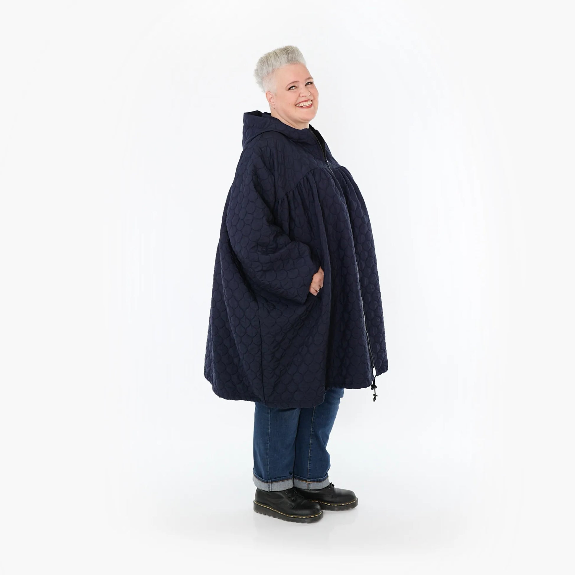  Ballonjacke von AKH Fashion aus Materialmix, 1450.07045, Navy, Jacquard, Schick, Modern