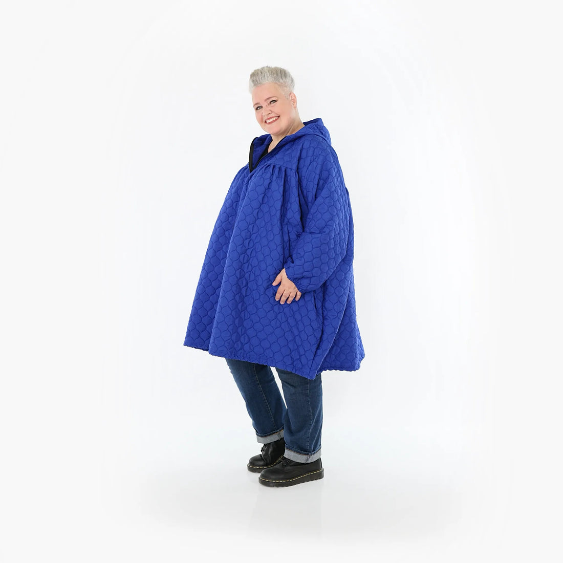  Ballonjacke von AKH Fashion aus Materialmix, 1450.07045, Royalblau, Jacquard, Schick