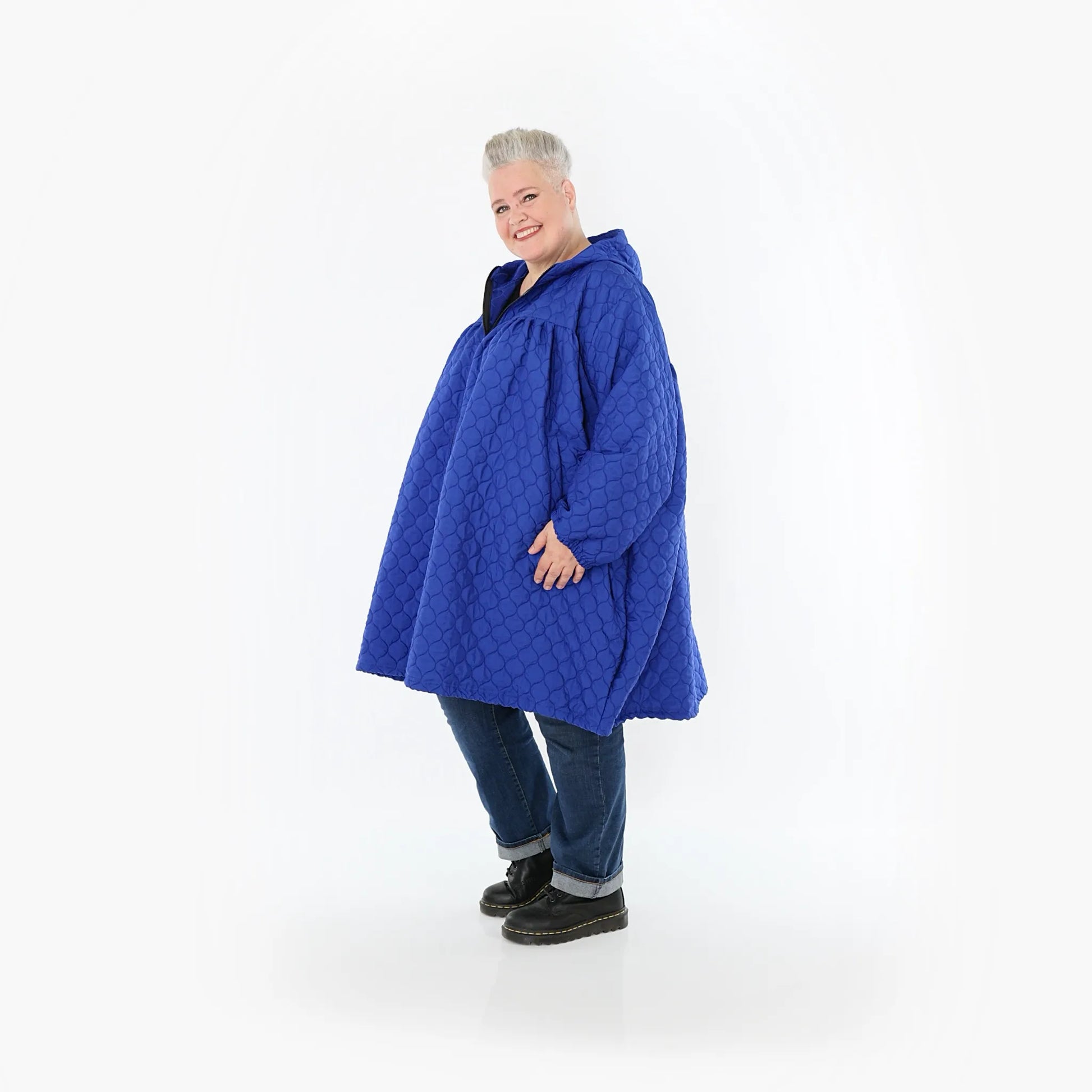  Ballonjacke von AKH Fashion aus Materialmix, 1450.07045, Royalblau, Jacquard, Schick