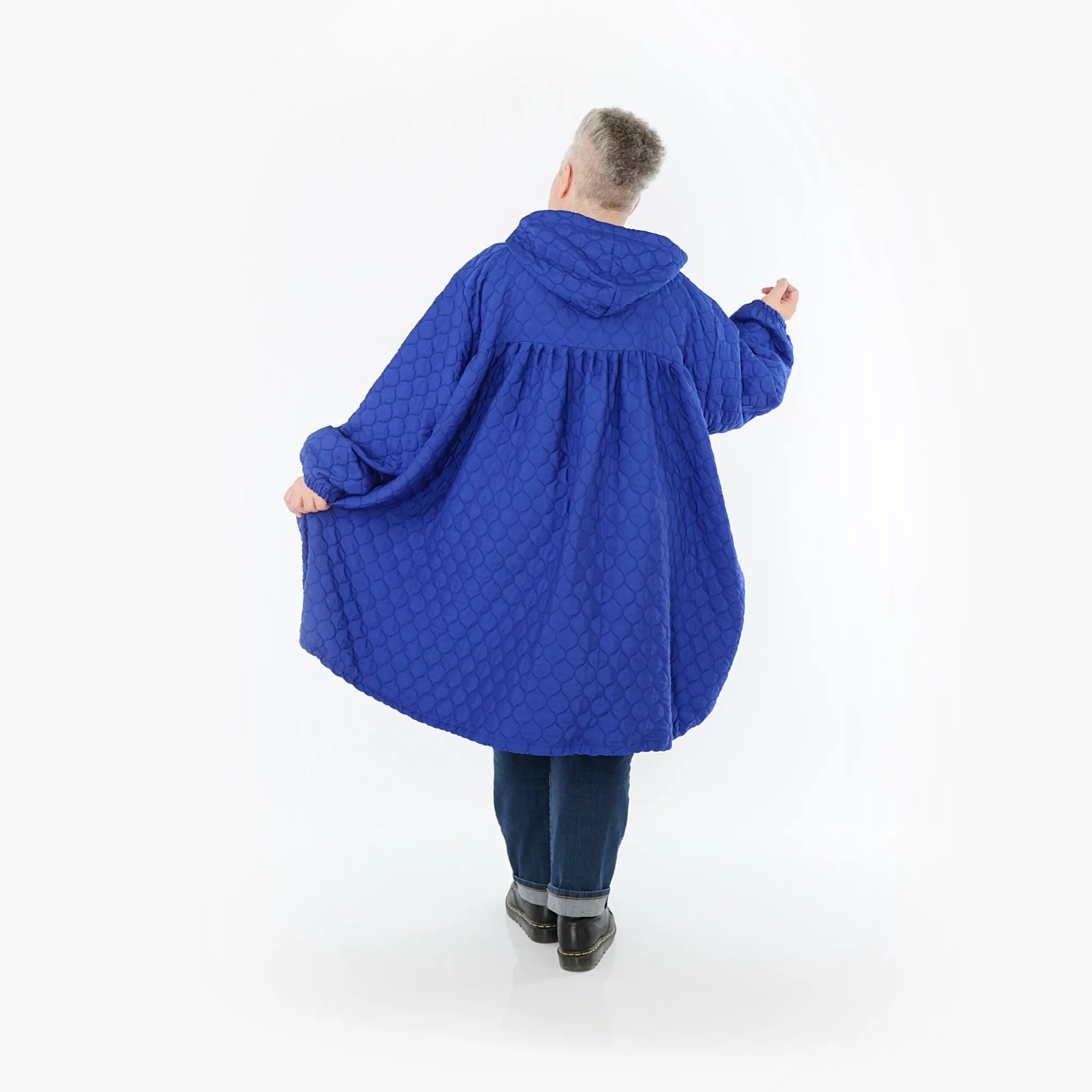 Ballonjacke von AKH Fashion aus Materialmix, 1450.07045, Royalblau, Jacquard, Schick
