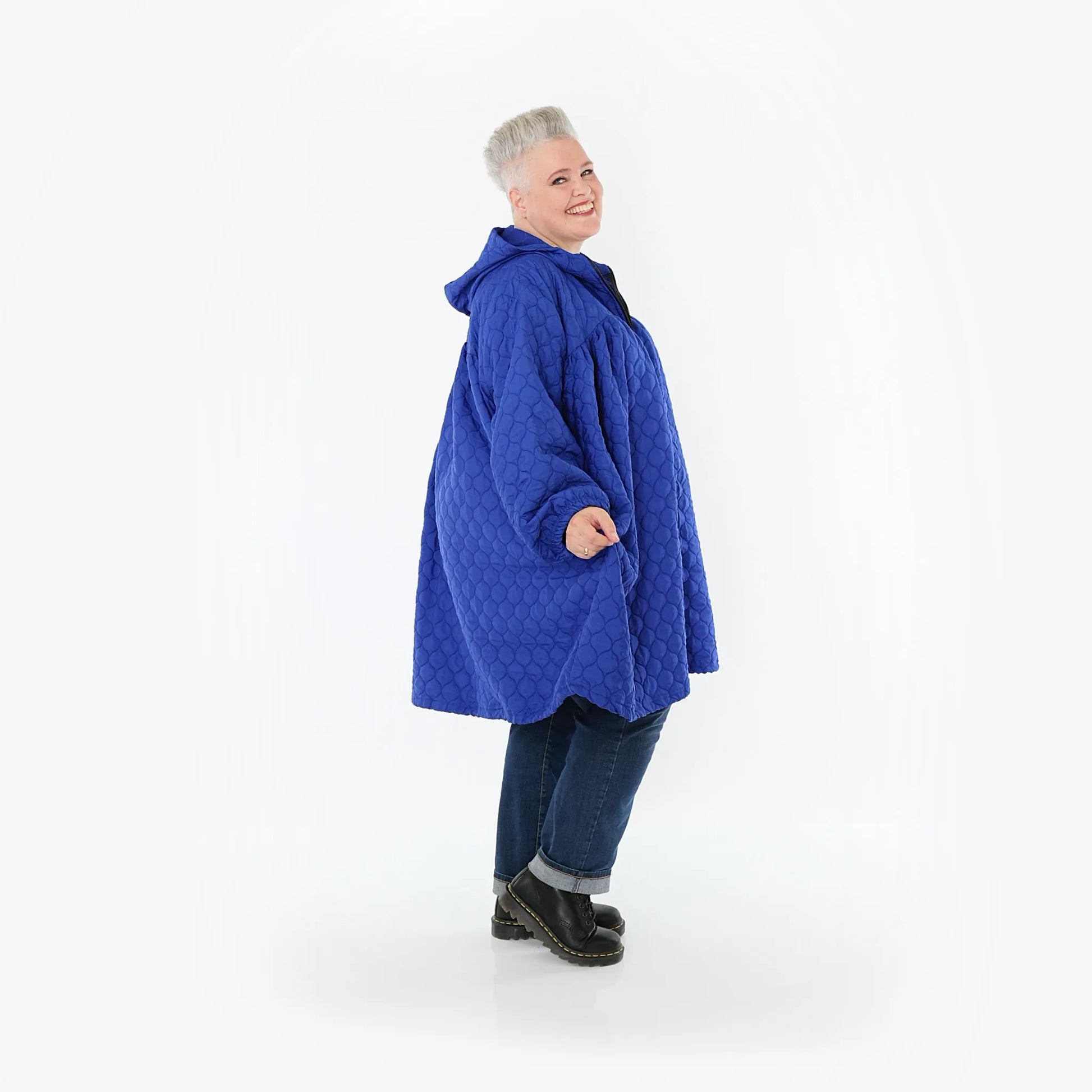  Ballonjacke von AKH Fashion aus Materialmix, 1450.07045, Royalblau, Jacquard, Schick