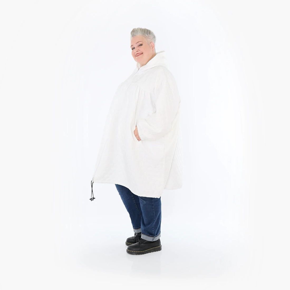  Ballonjacke von AKH Fashion aus Materialmix, 1450.07045, Weiß, Jacquard, Schick, Modern