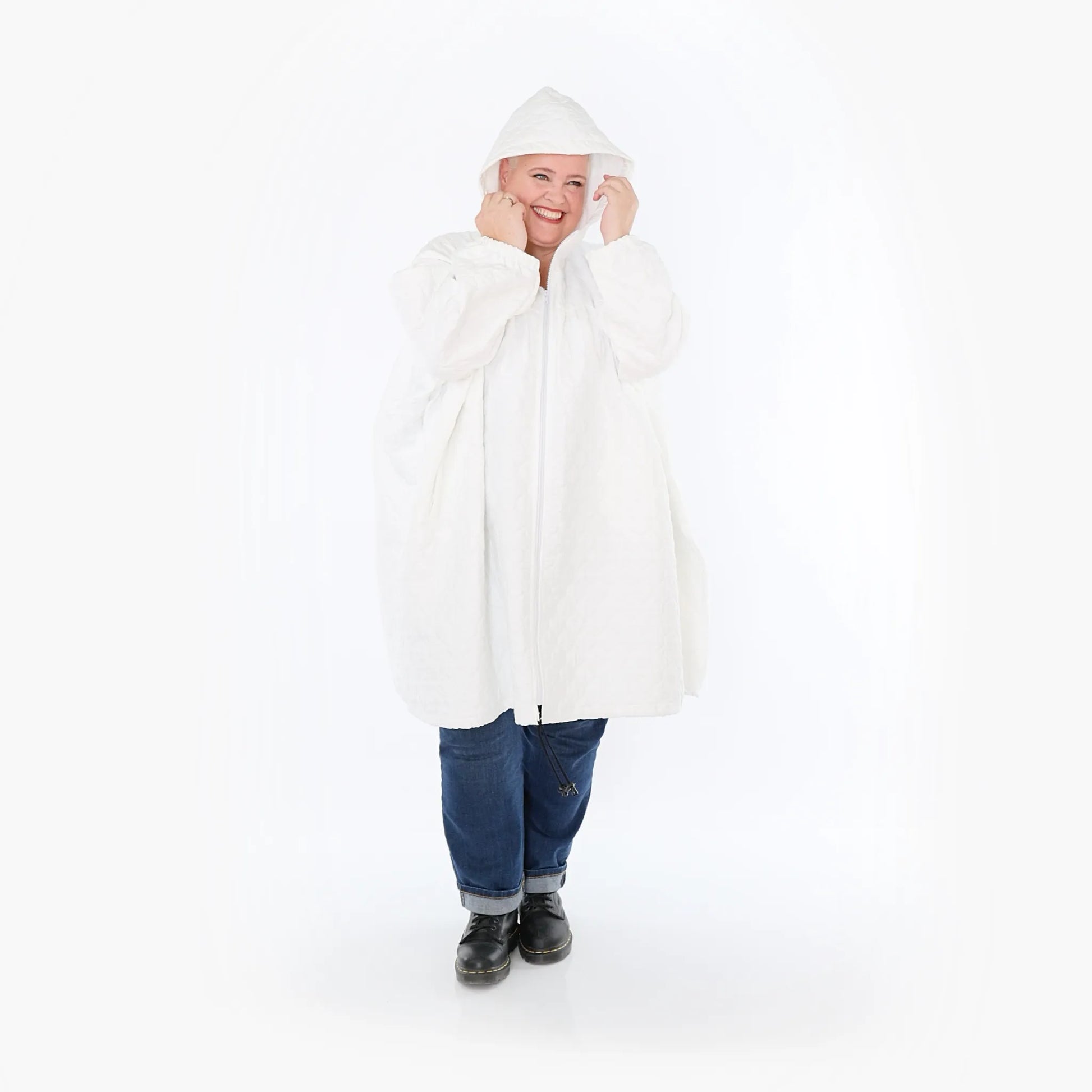  Ballonjacke von AKH Fashion aus Materialmix, 1450.07045, Weiß, Jacquard, Schick, Modern