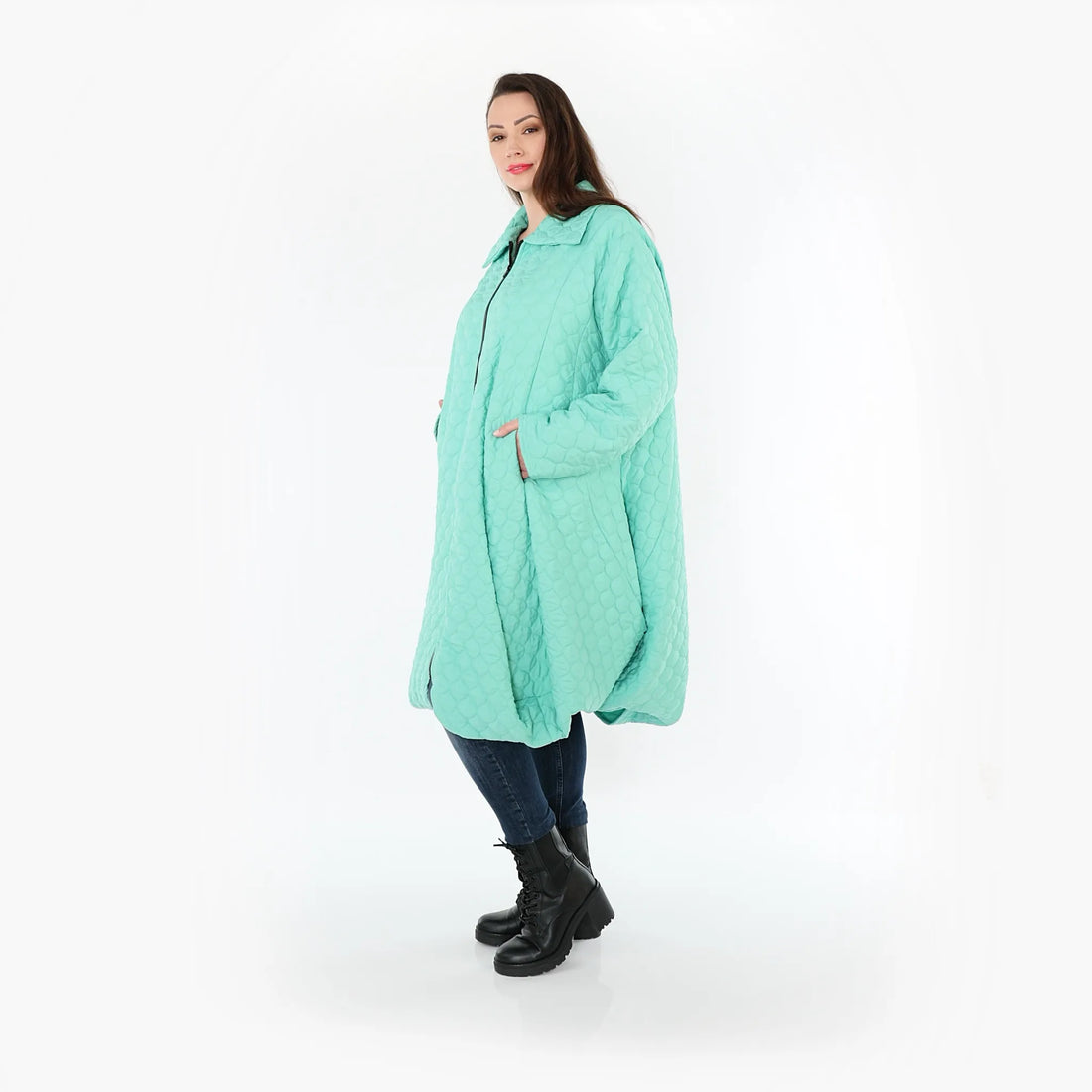  Ballonmantel von AKH Fashion aus Materialmix, 1450.00142, Mintgrün, Jacquard, Schick