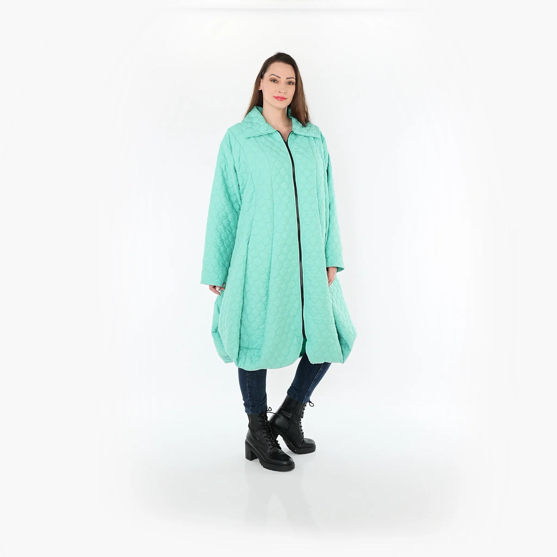  Ballonmantel von AKH Fashion aus Materialmix, 1450.00142, Mintgrün, Jacquard, Schick
