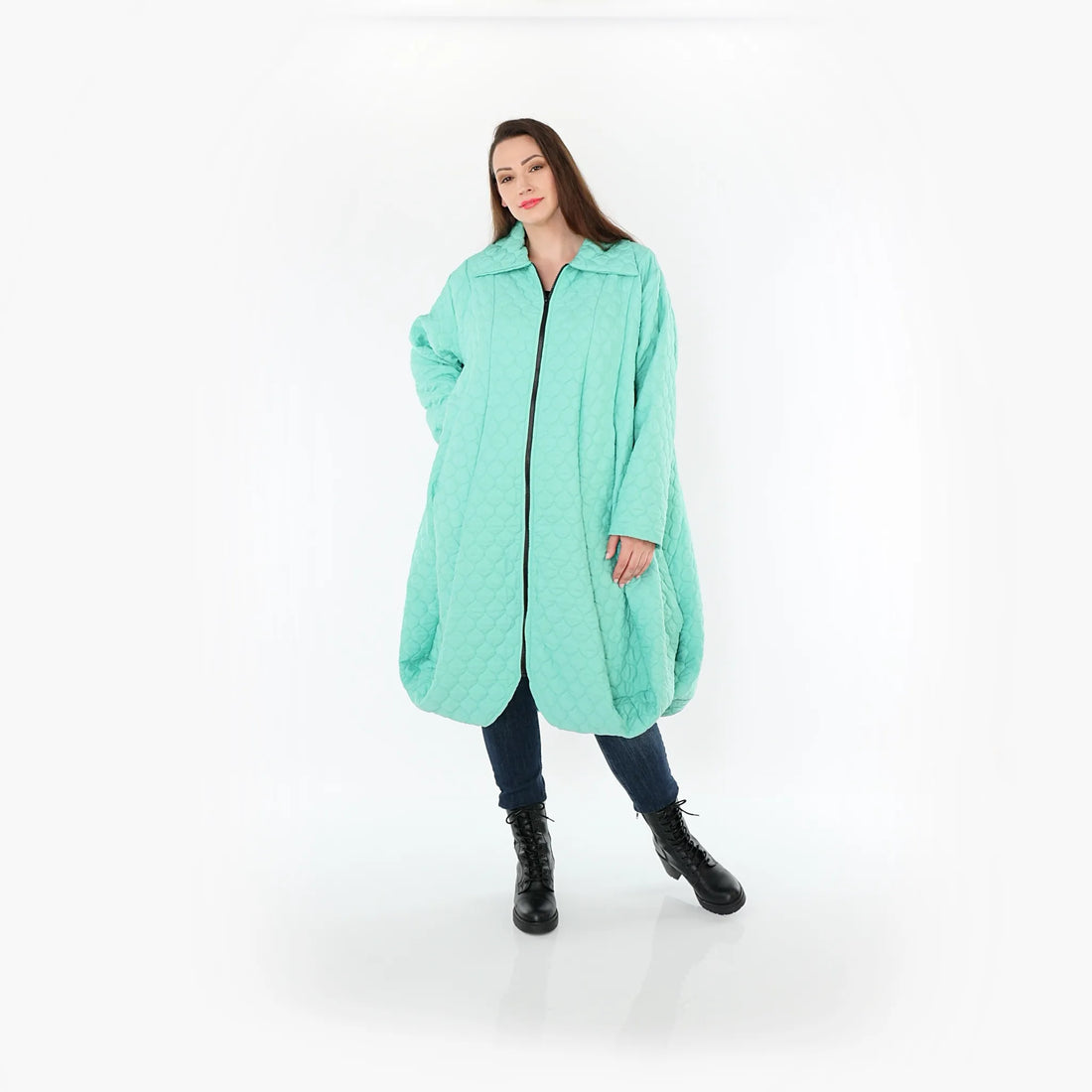  Ballonmantel von AKH Fashion aus Materialmix, 1450.00142, Mintgrün, Jacquard, Schick