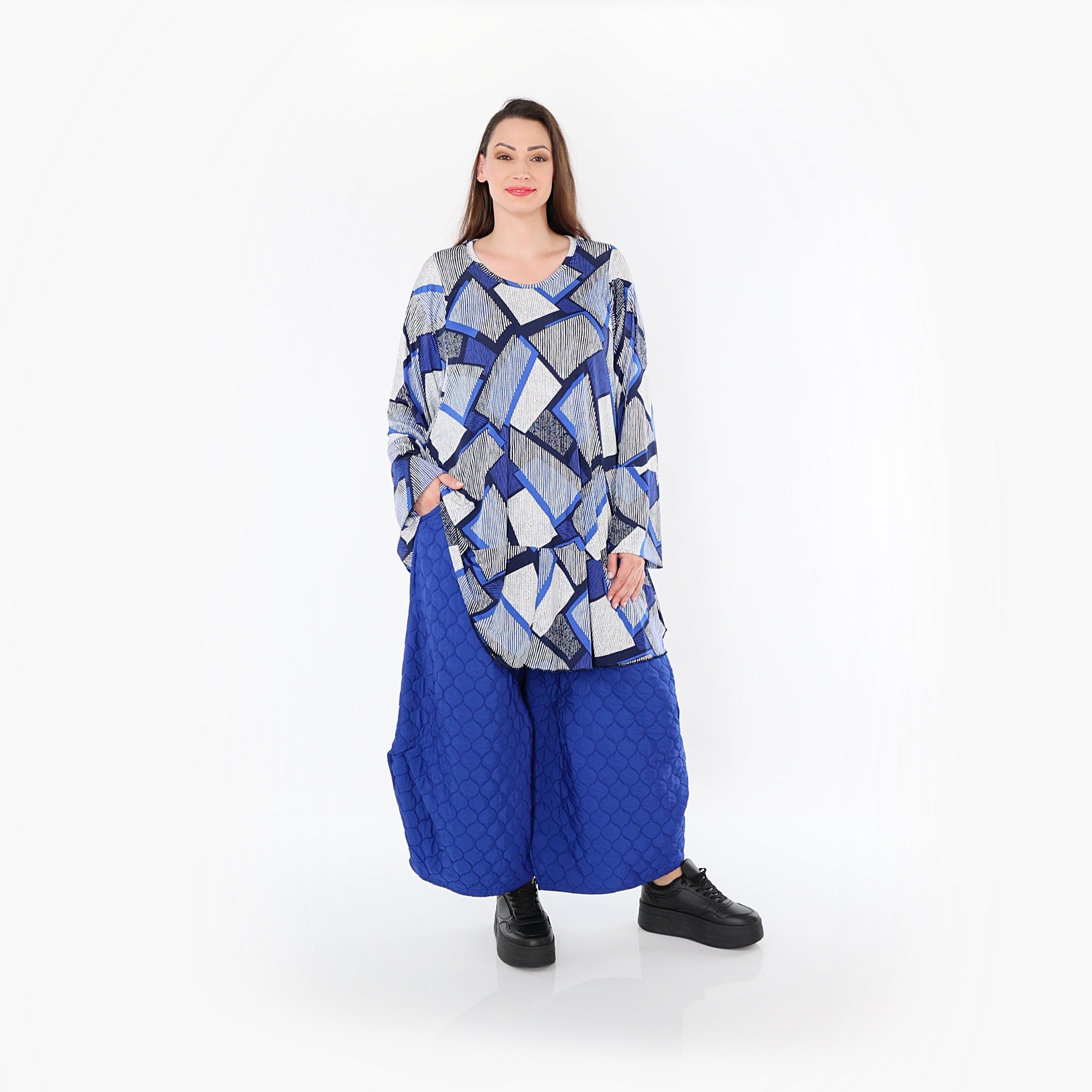  Ballonhose von AKH Fashion aus Materialmix, 1450.06631, Royalblau, Jacquard, Schick