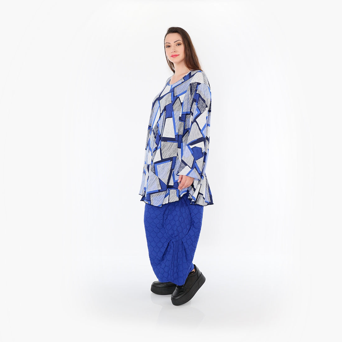  Ballonhose von AKH Fashion aus Materialmix, 1450.06631, Royalblau, Jacquard, Schick
