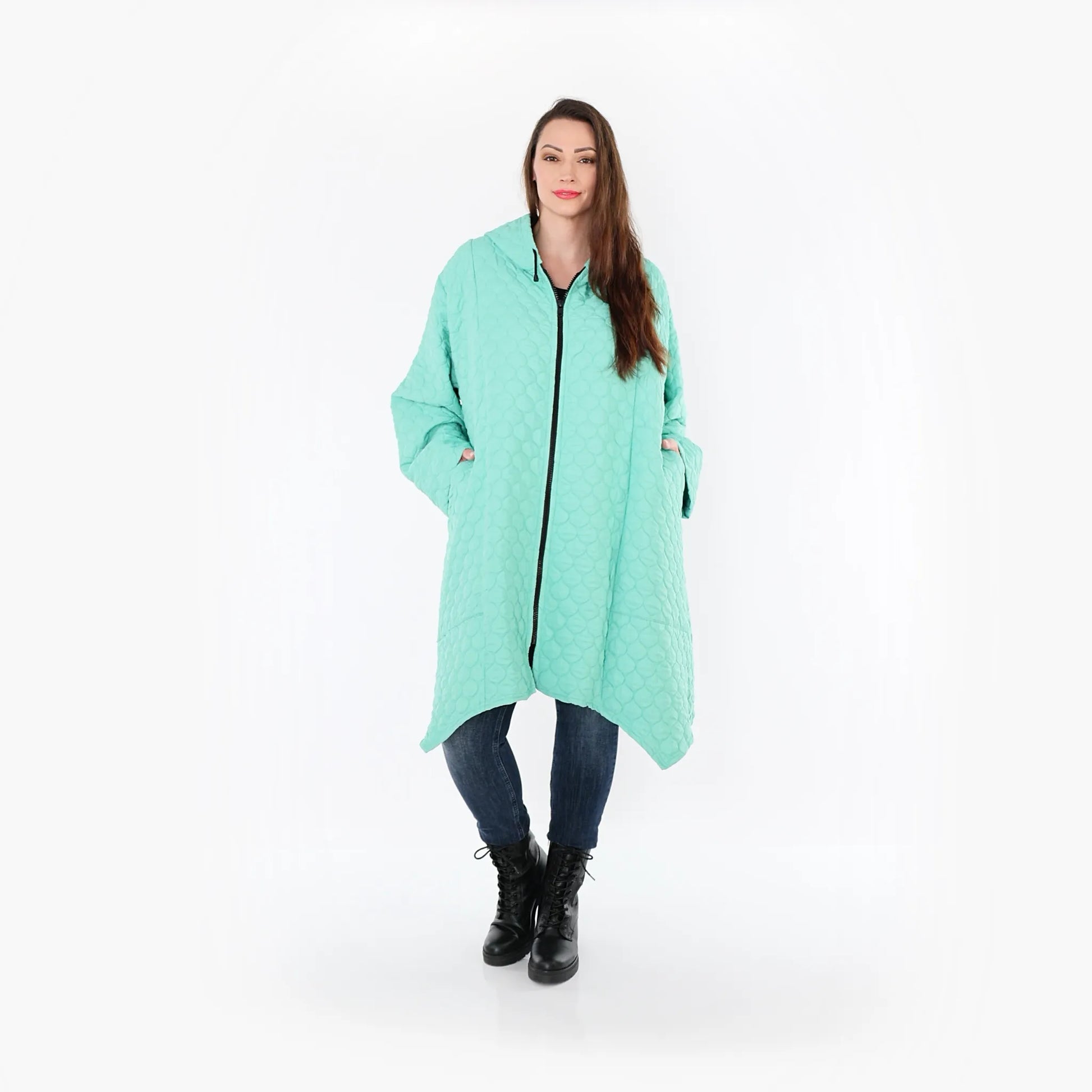  A-Form Mantel von AKH Fashion aus Materialmix, 1450.07043, Mintgrün, Jacquard, Schick
