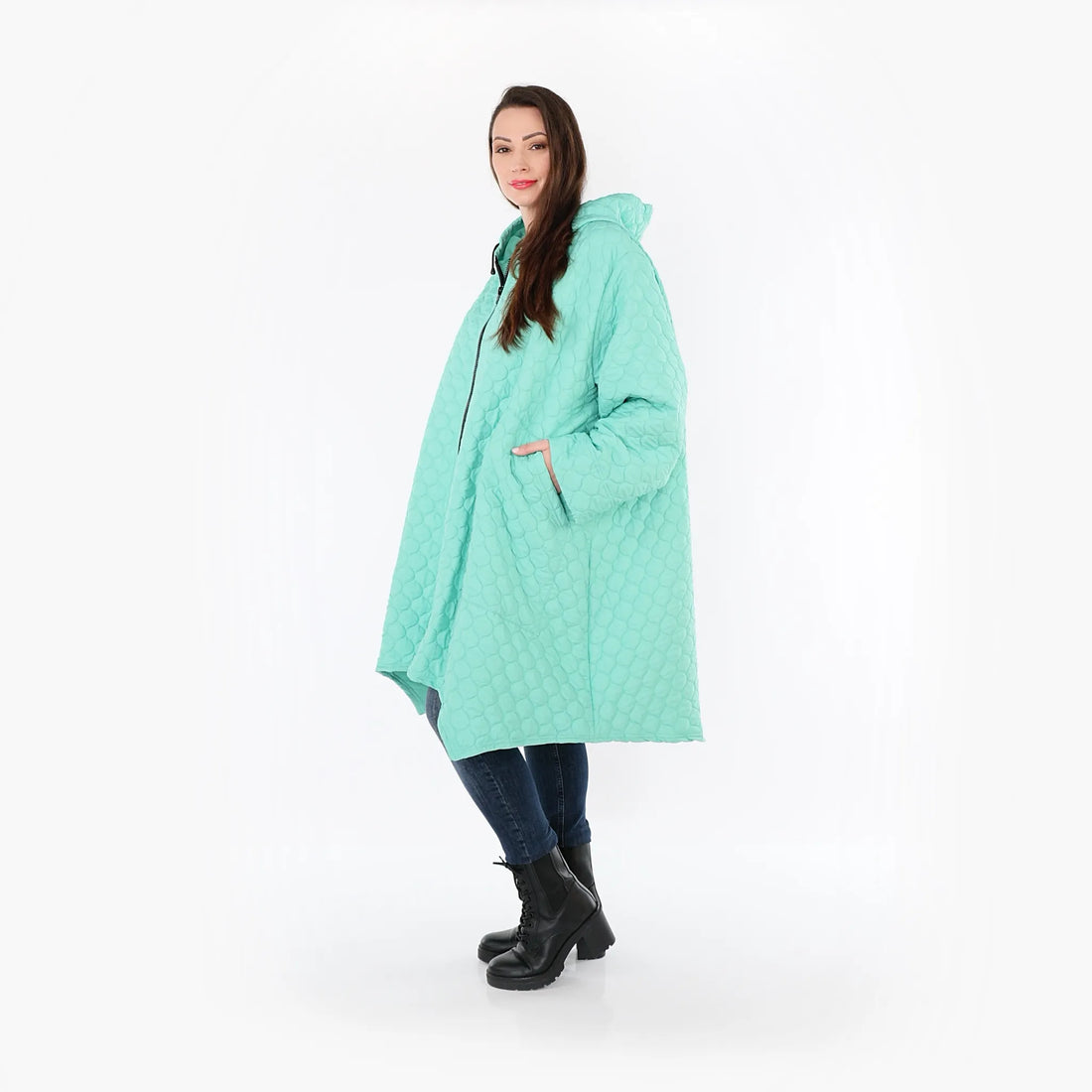  A-Form Mantel von AKH Fashion aus Materialmix, 1450.07043, Mintgrün, Jacquard, Schick