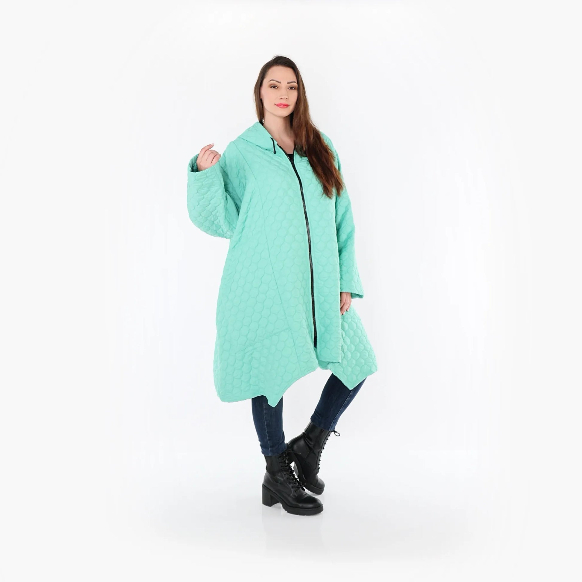  A-Form Mantel von AKH Fashion aus Materialmix, 1450.07043, Mintgrün, Jacquard, Schick