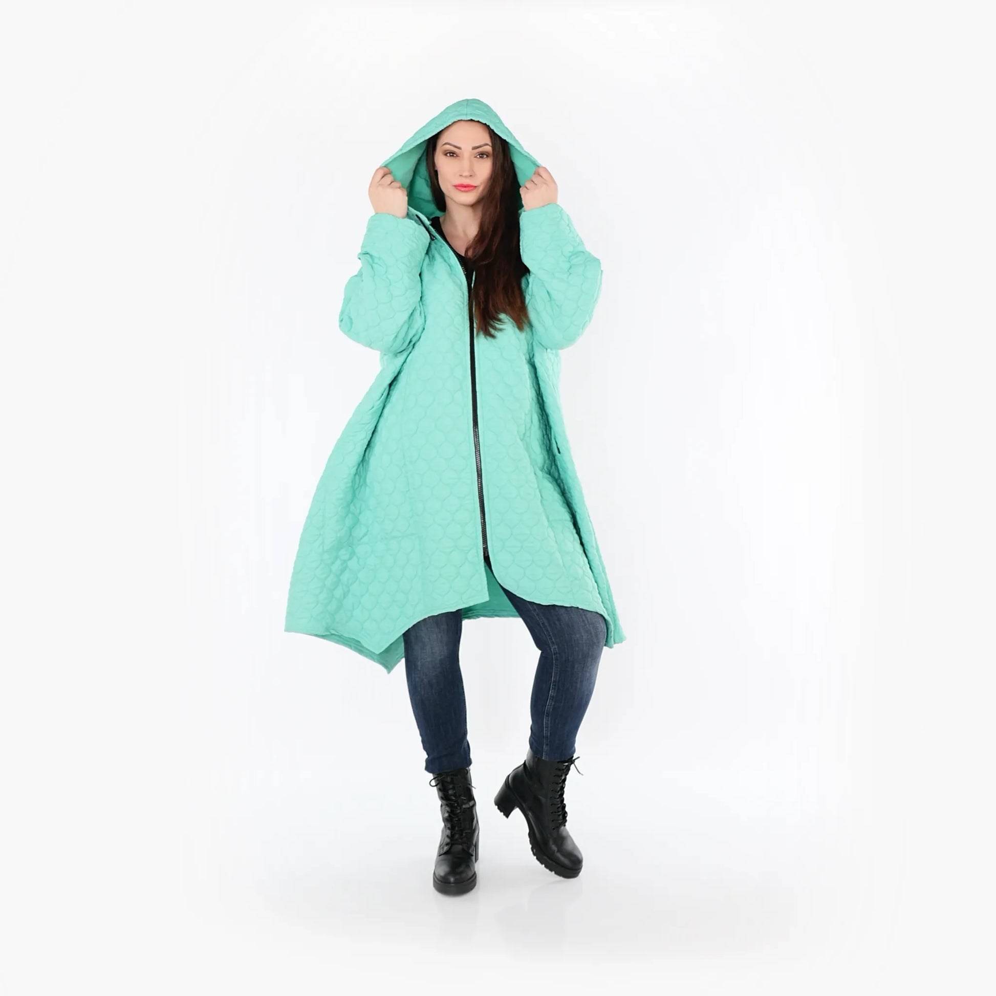  A-Form Mantel von AKH Fashion aus Materialmix, 1450.07043, Mintgrün, Jacquard, Schick