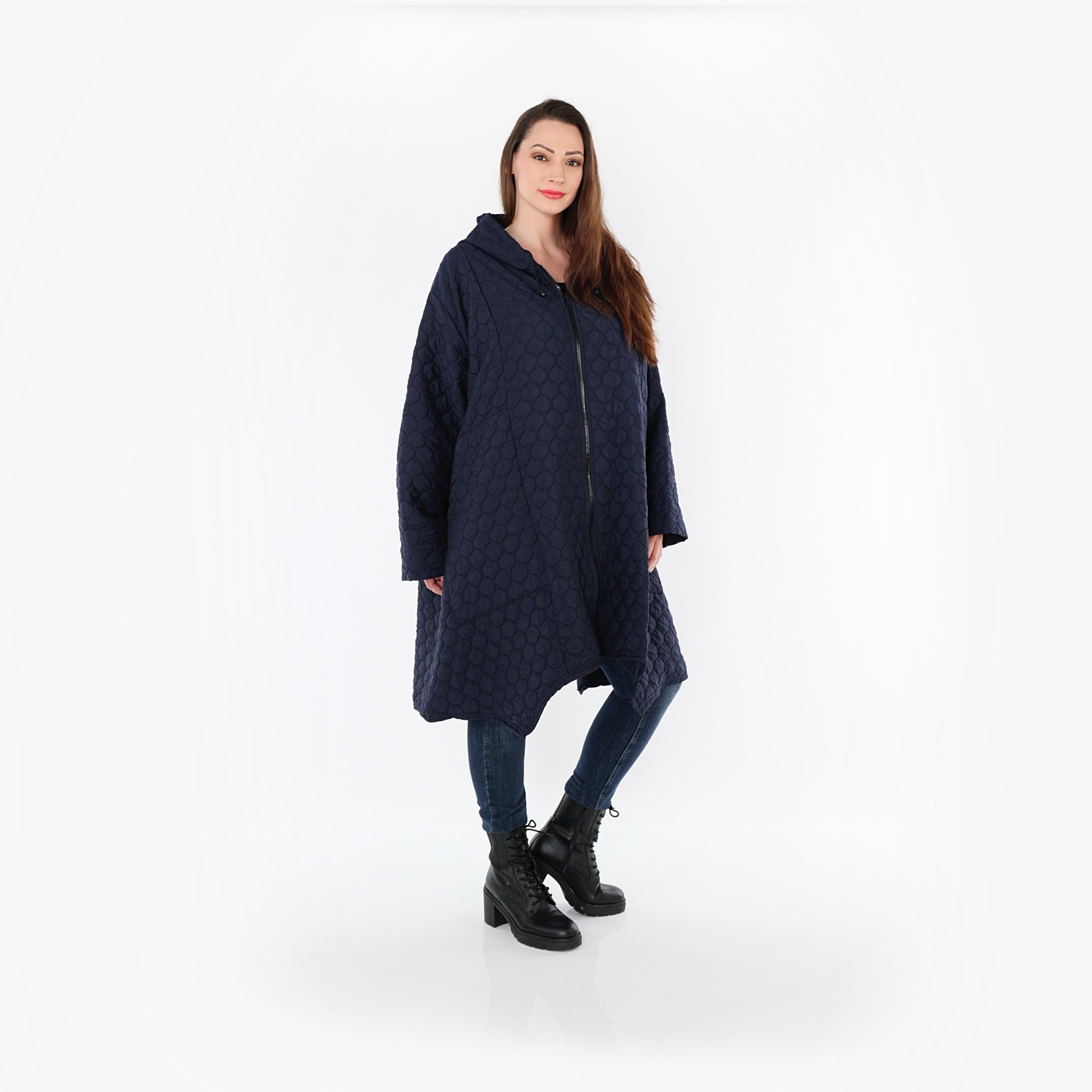  A-Form Mantel von AKH Fashion aus Materialmix, 1450.07043, Navy, Jacquard, Schick, Modern