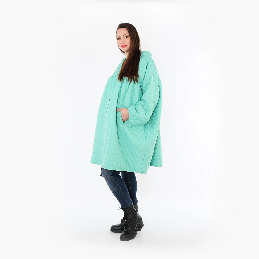  Ballonjacke von AKH Fashion aus Materialmix, 1450.07045, Mintgrün, Jacquard, Schick