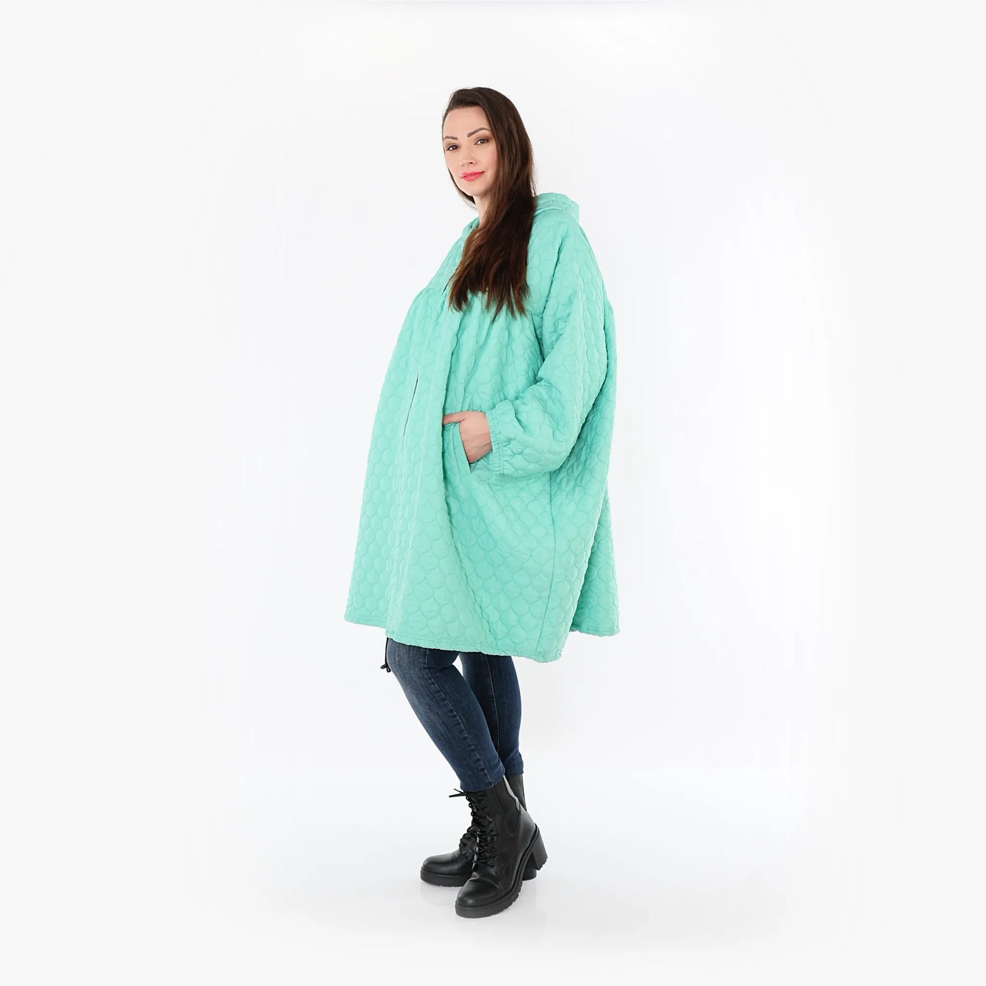  Ballonjacke von AKH Fashion aus Materialmix, 1450.07045, Mintgrün, Jacquard, Schick