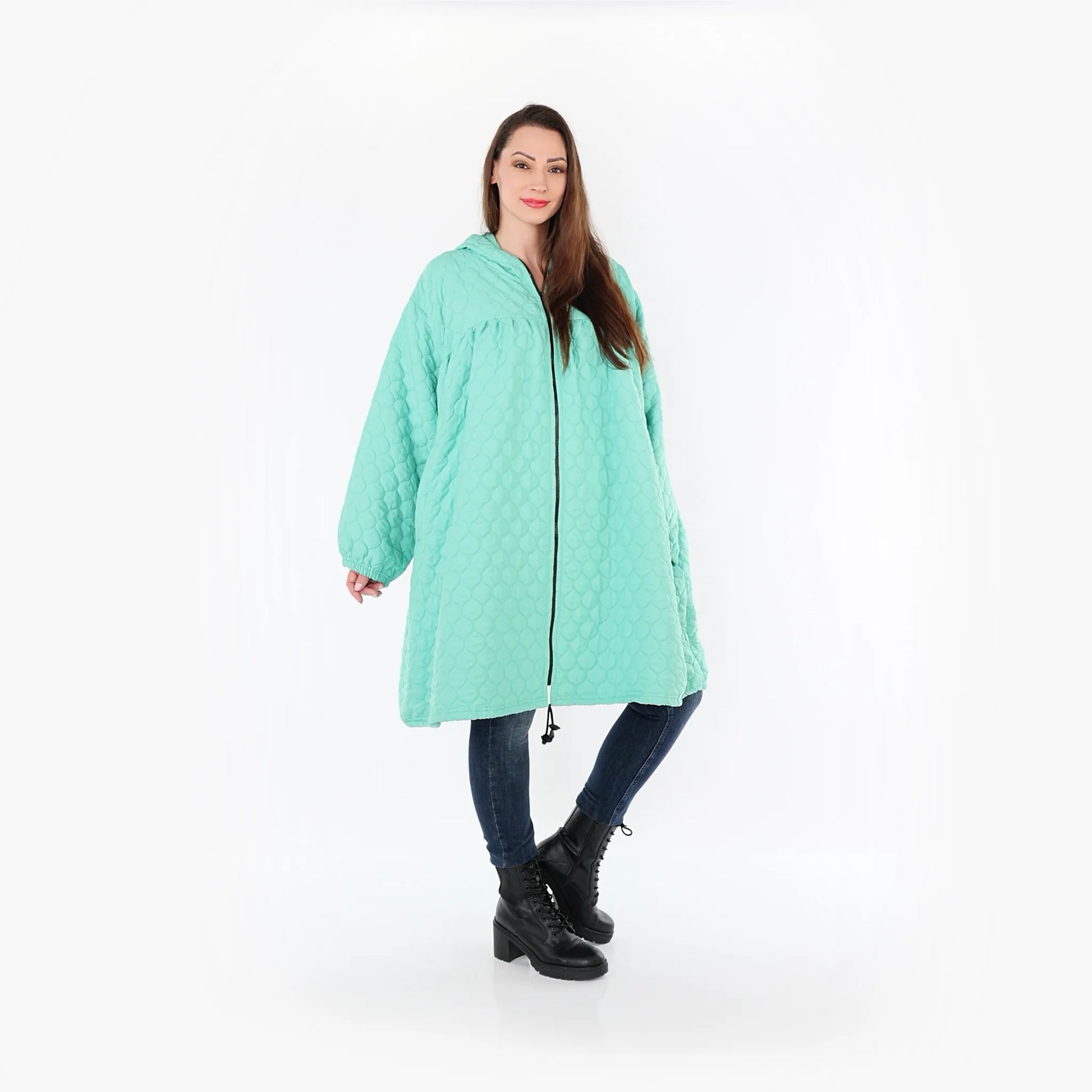  Ballonjacke von AKH Fashion aus Materialmix, 1450.07045, Mintgrün, Jacquard, Schick