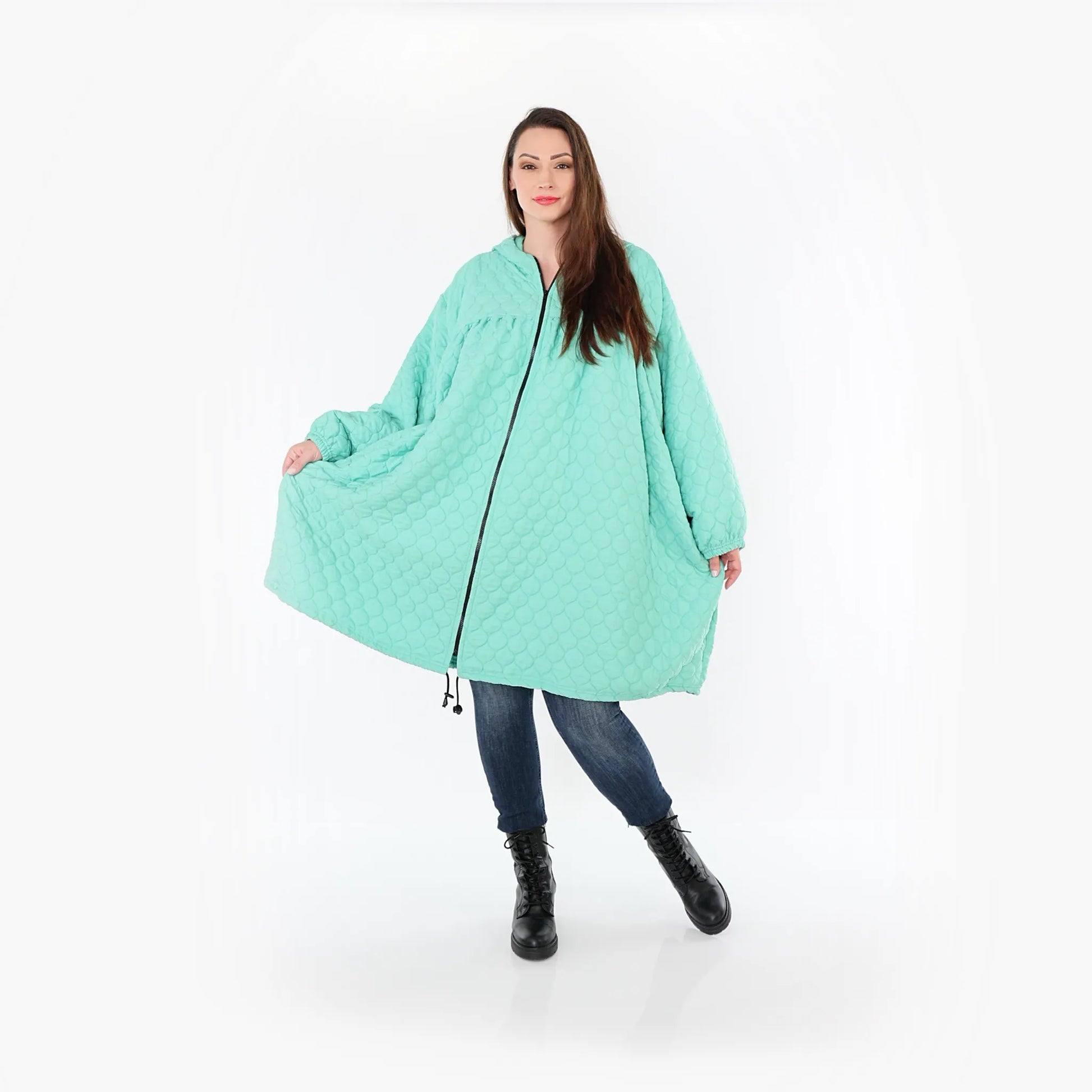  Ballonjacke von AKH Fashion aus Materialmix, 1450.07045, Mintgrün, Jacquard, Schick