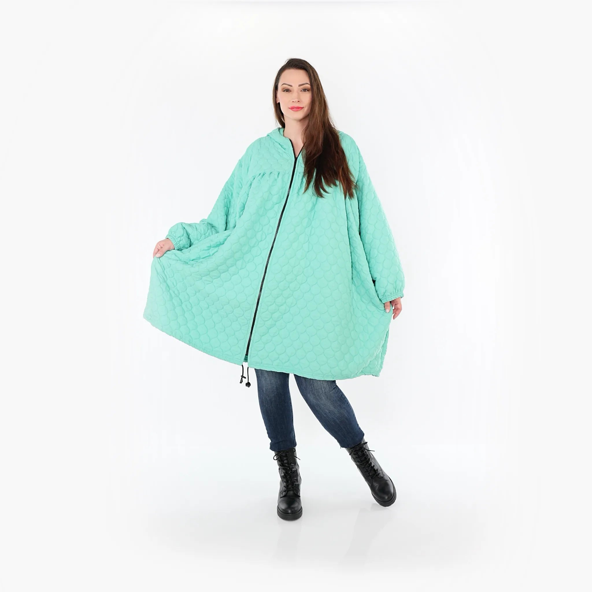  Ballonjacke von AKH Fashion aus Materialmix, 1450.07045, Mintgrün, Jacquard, Schick