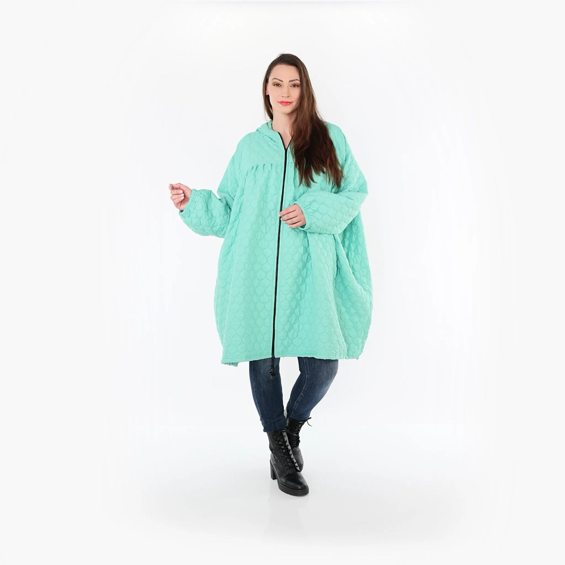  Ballonjacke von AKH Fashion aus Materialmix, 1450.07045, Mintgrün, Jacquard, Schick