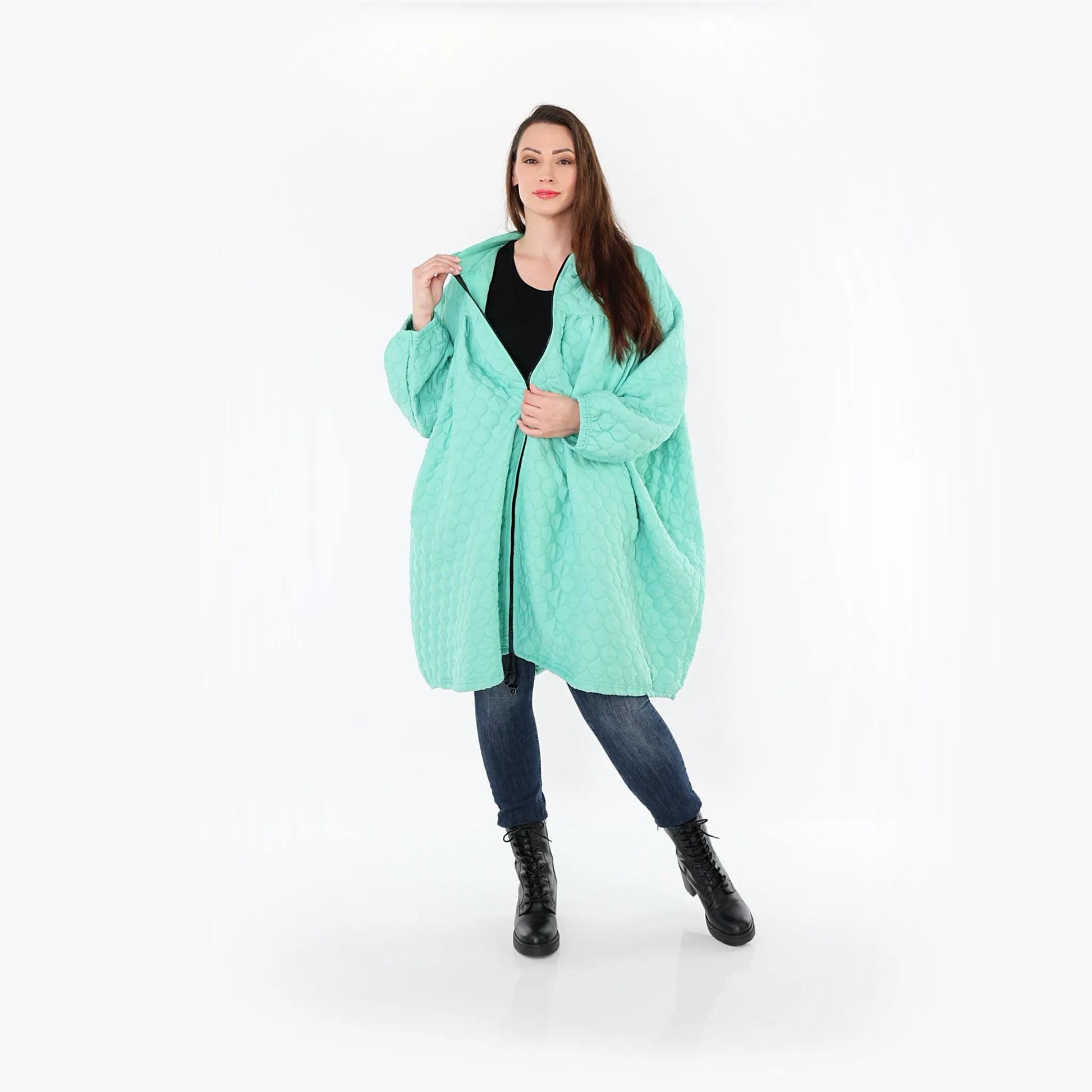  Ballonjacke von AKH Fashion aus Materialmix, 1450.07045, Mintgrün, Jacquard, Schick
