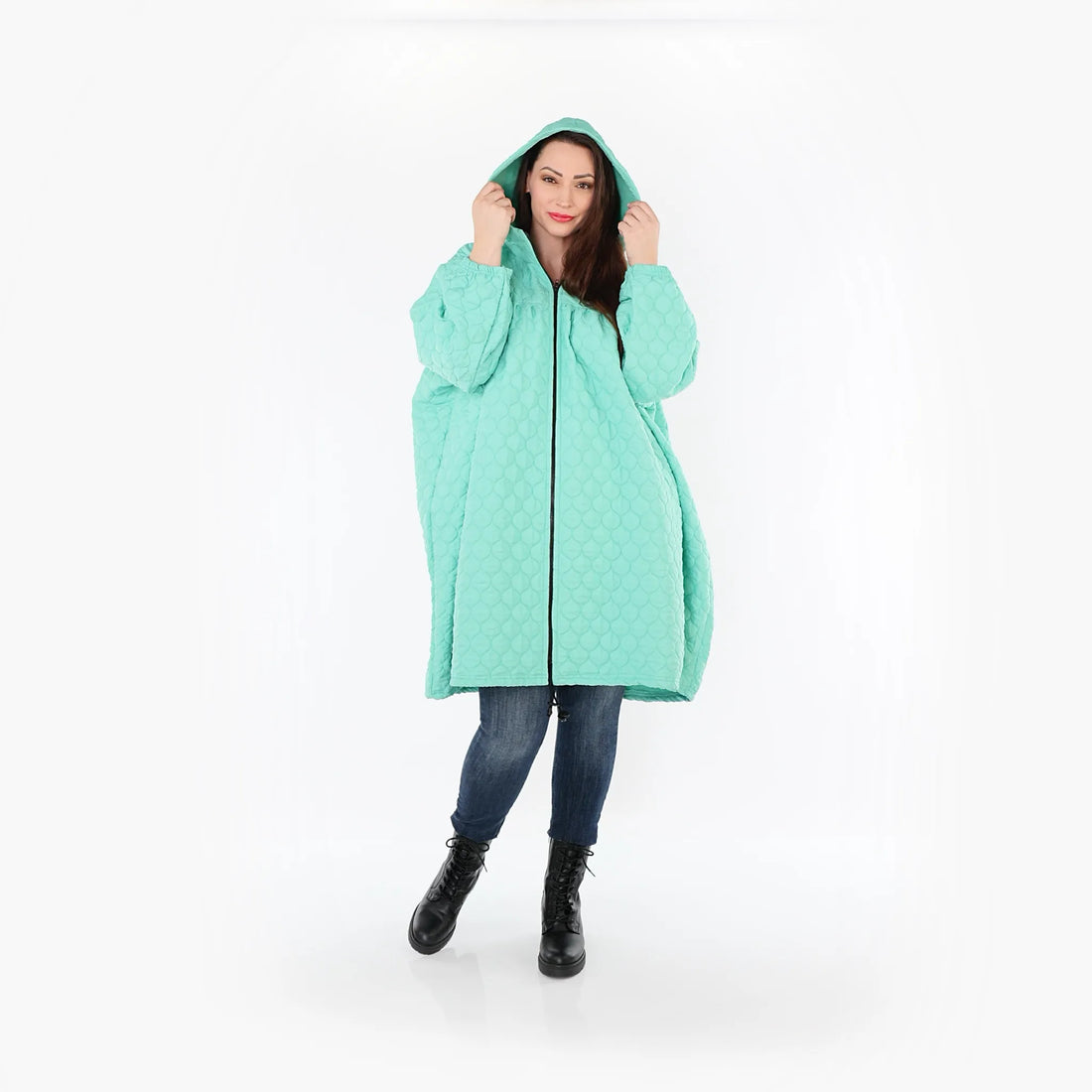  Ballonjacke von AKH Fashion aus Materialmix, 1450.07045, Mintgrün, Jacquard, Schick