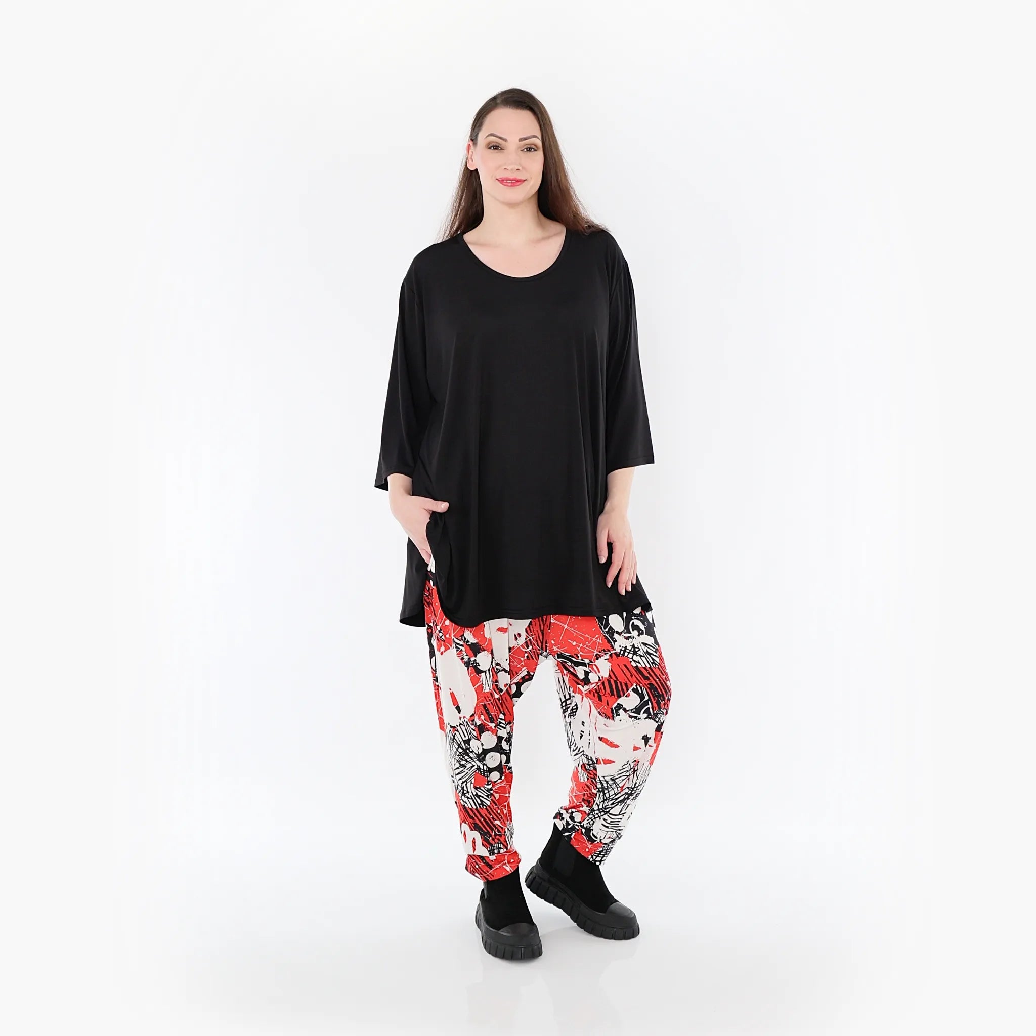  Haremshose von AKH Fashion aus Materialmix, 1451.06813, Rot/Weiß/Schwarz, Punkte, Schick