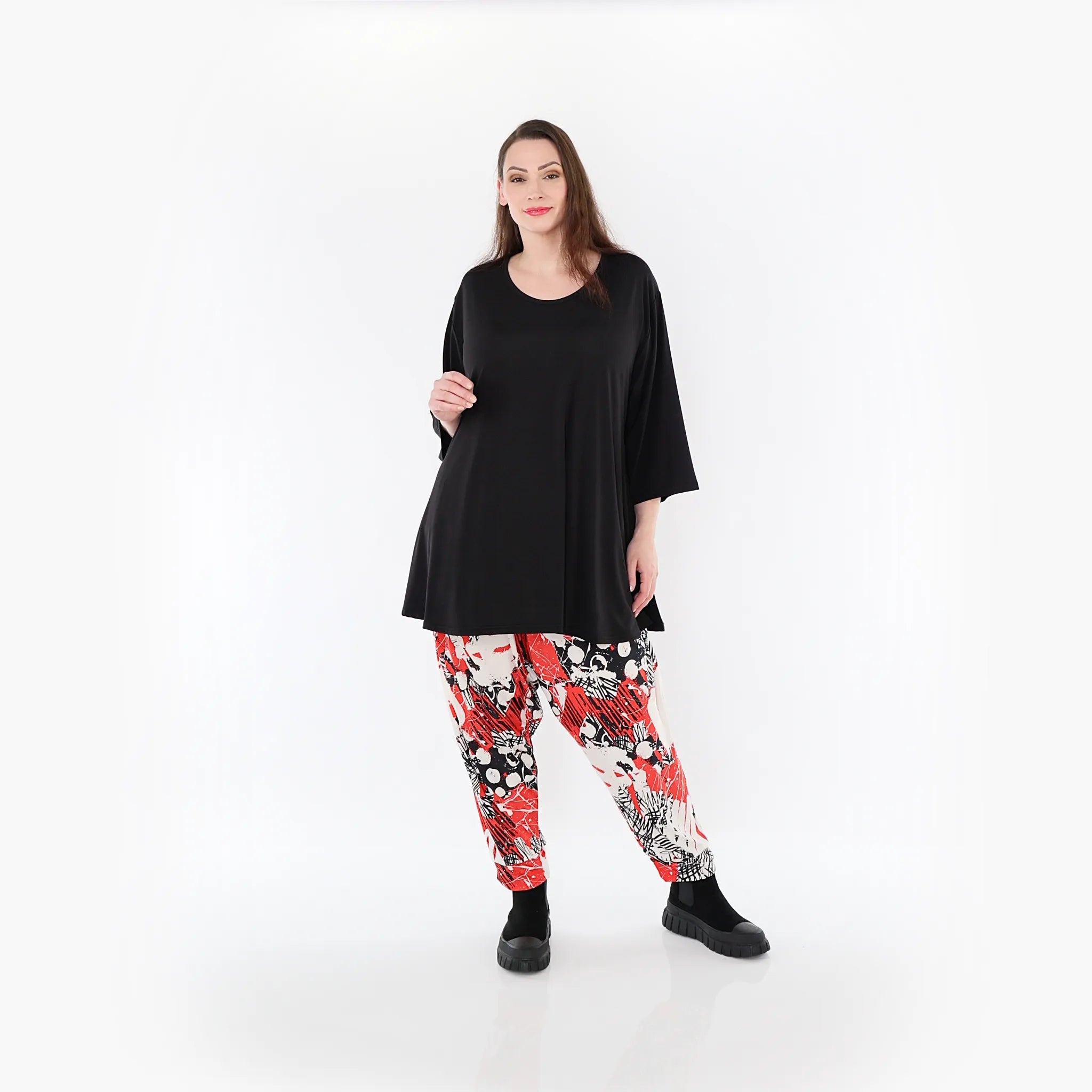  Haremshose von AKH Fashion aus Materialmix, 1451.06813, Rot/Weiß/Schwarz, Punkte, Schick