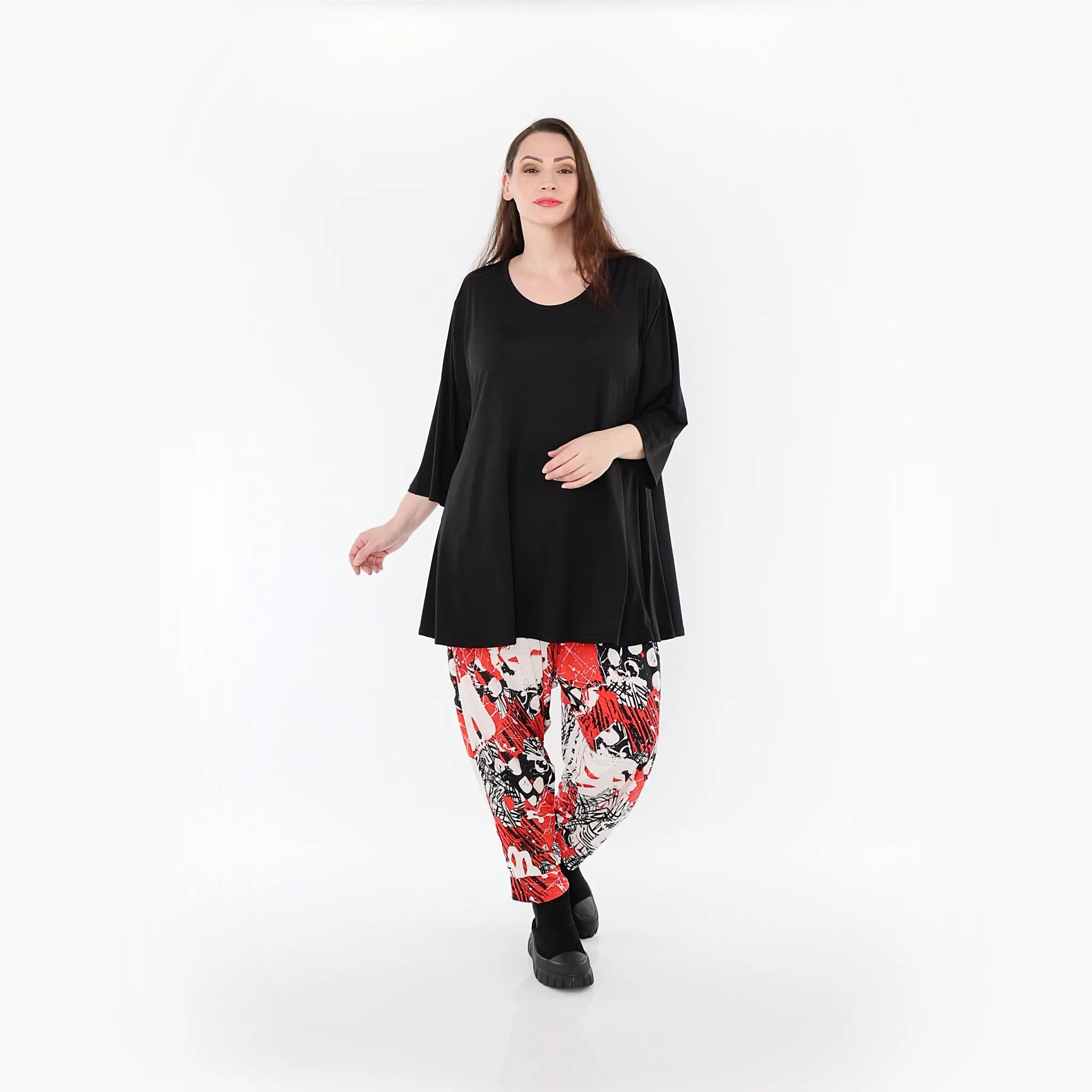  Haremshose von AKH Fashion aus Materialmix, 1451.06813, Rot/Weiß/Schwarz, Punkte, Schick