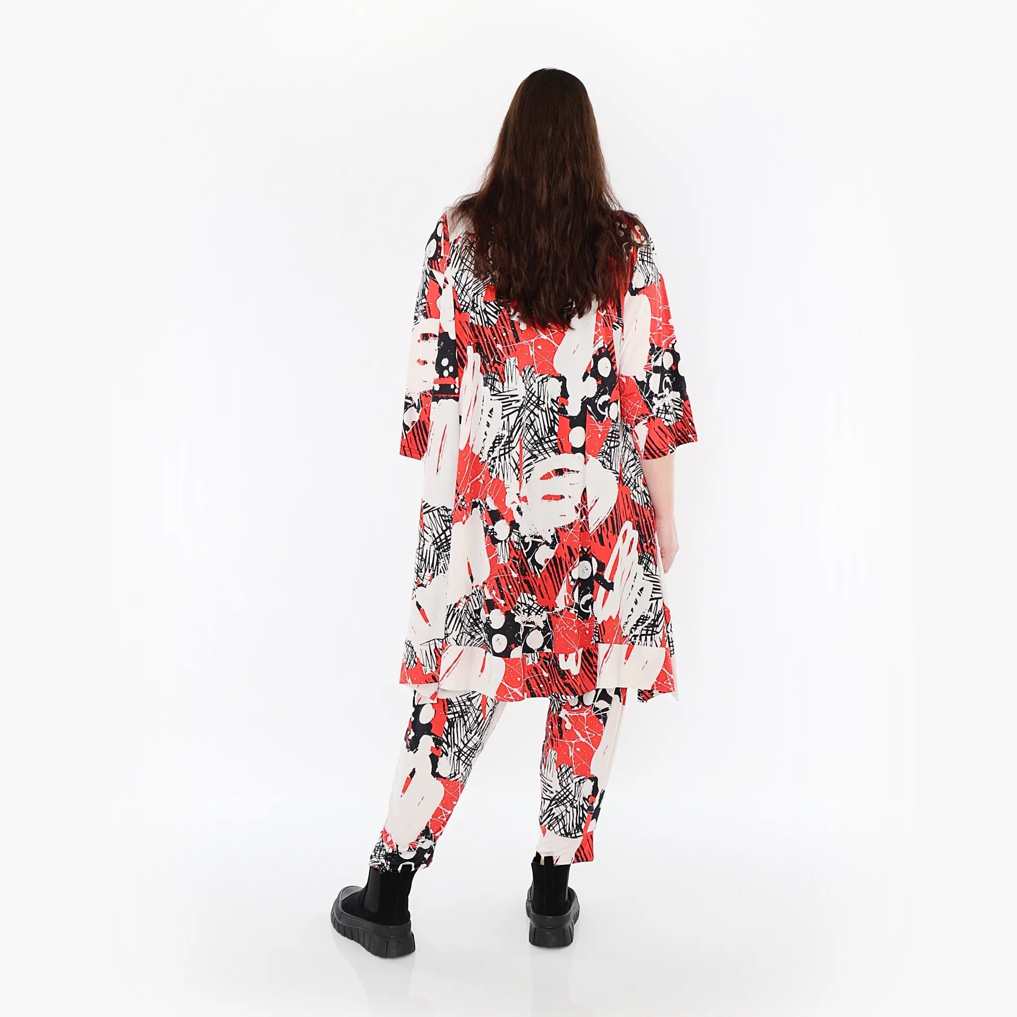  A-Form Jacke von AKH Fashion aus Materialmix, 1451.06970, Rot/Weiß/Schwarz, Punkte, Schick