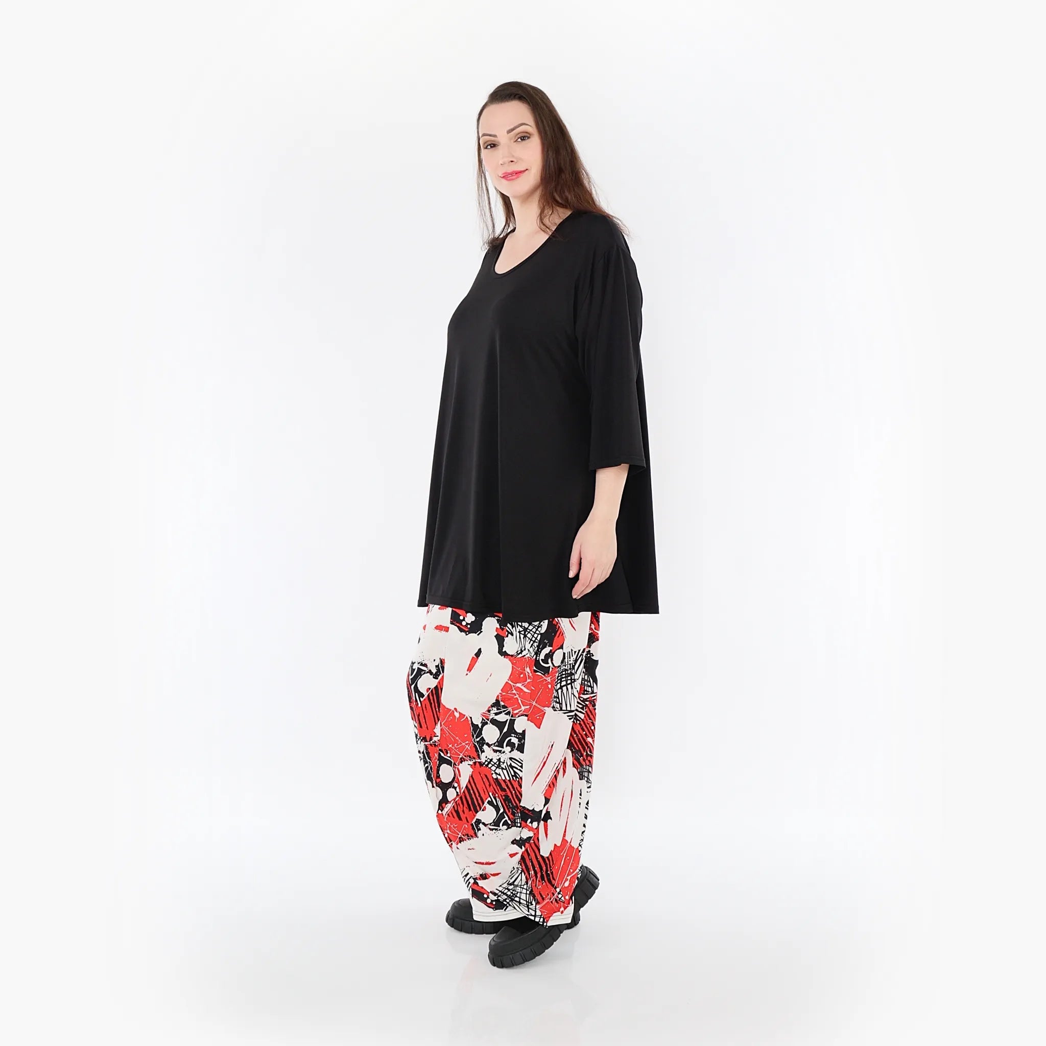  Ballonhose von AKH Fashion aus Materialmix, 1451.08069, Rot/Weiß/Schwarz, Punkte, Schick