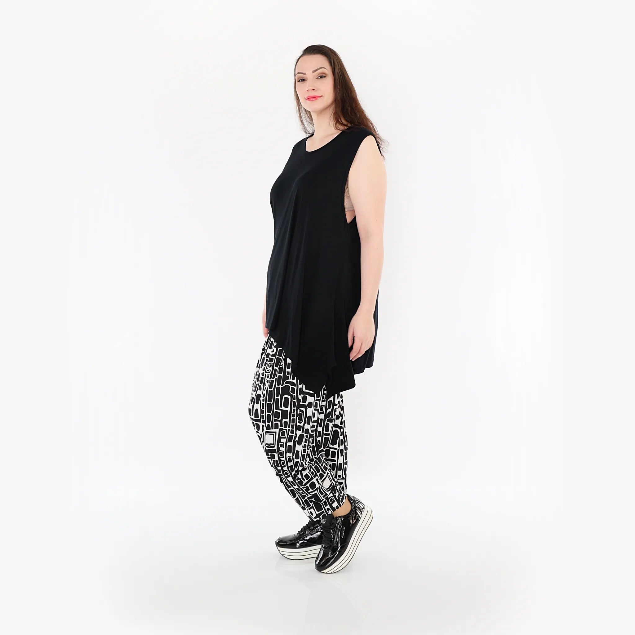  Haremshose von AKH Fashion aus Materialmix, 1452.06813, Schwarz/Weiß, Abstrakt, Schick