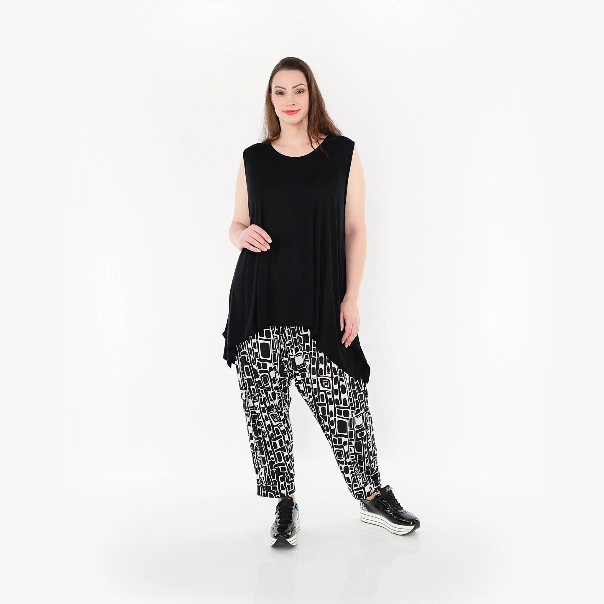  Haremshose von AKH Fashion aus Materialmix, 1452.06813, Schwarz/Weiß, Abstrakt, Schick