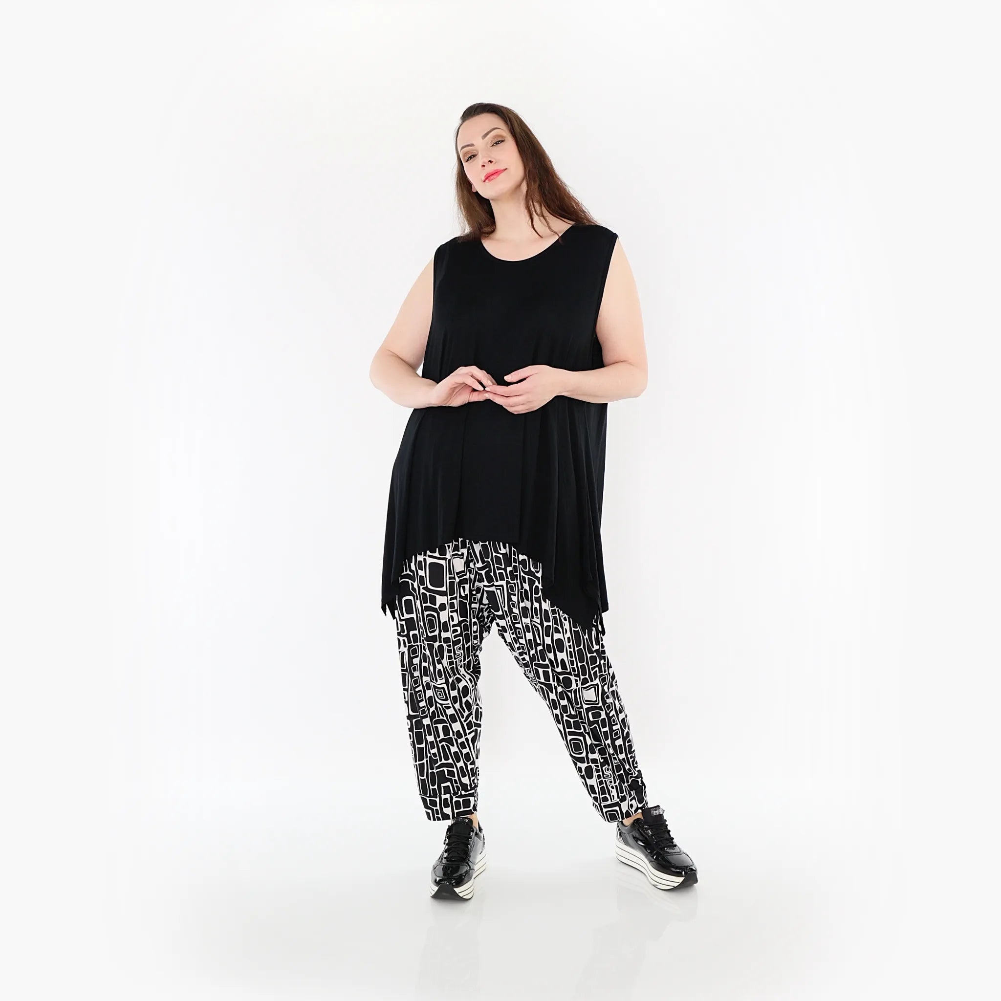  Haremshose von AKH Fashion aus Materialmix, 1452.06813, Schwarz/Weiß, Abstrakt, Schick