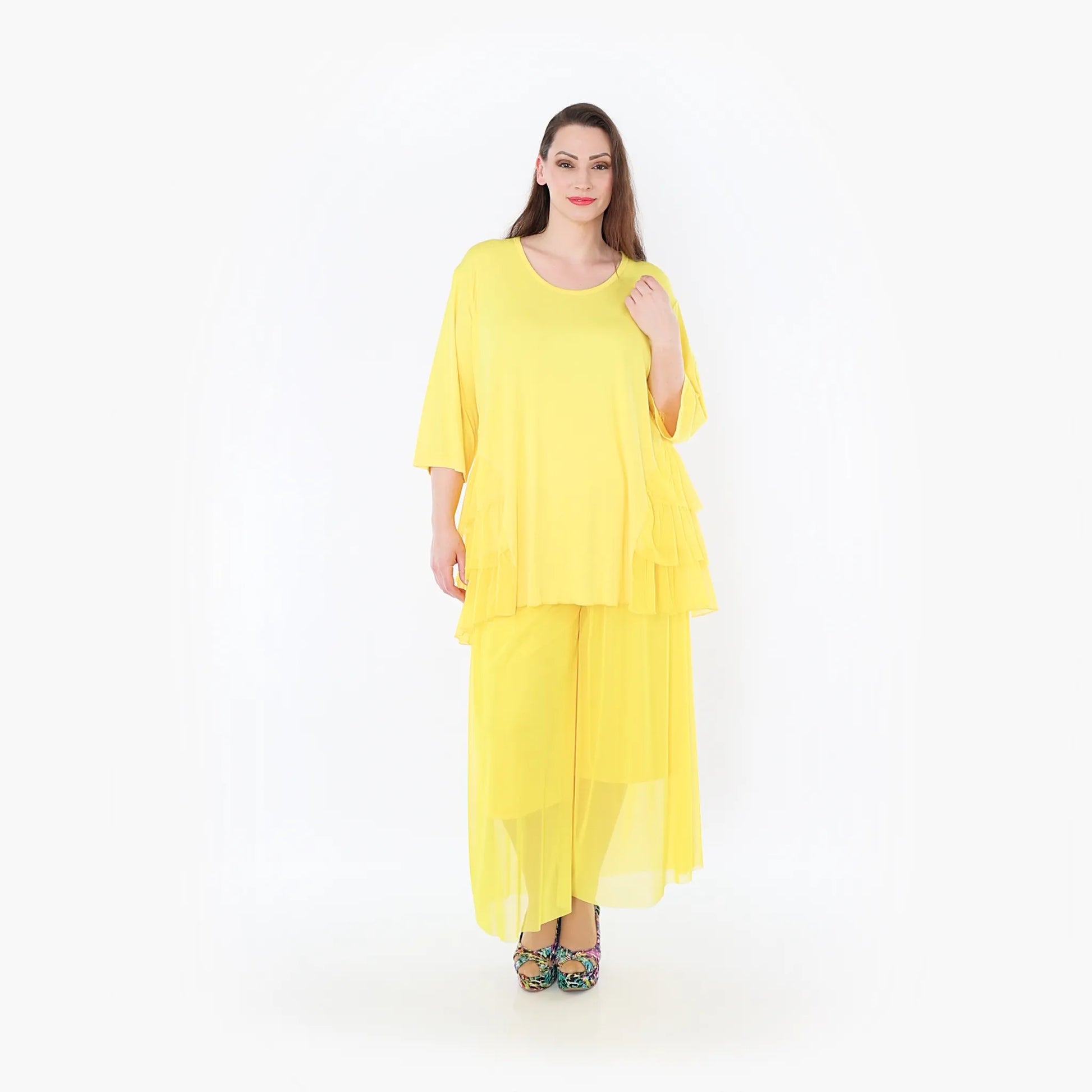  A-Form Bigshirt von AKH Fashion aus Materialmix, 1457.06862, Gelb, Ausgefallen, Zeitlos