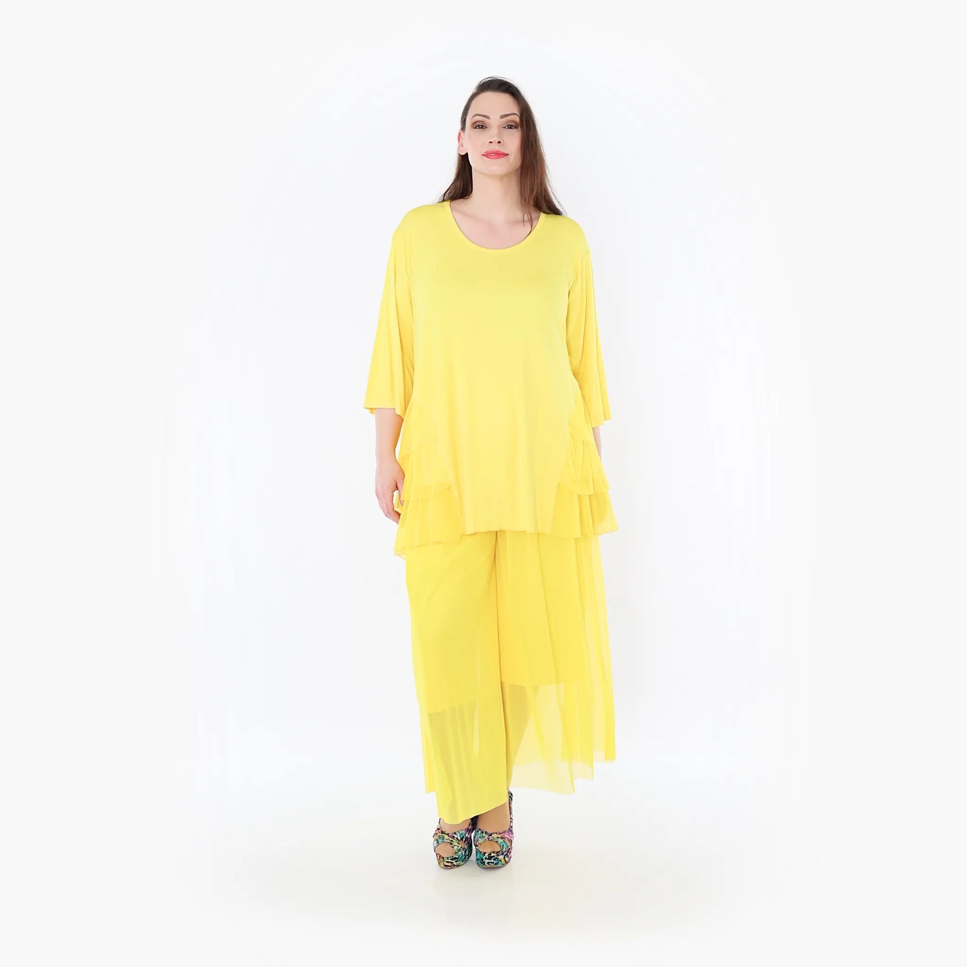  A-Form Bigshirt von AKH Fashion aus Materialmix, 1457.06862, Gelb, Ausgefallen, Zeitlos