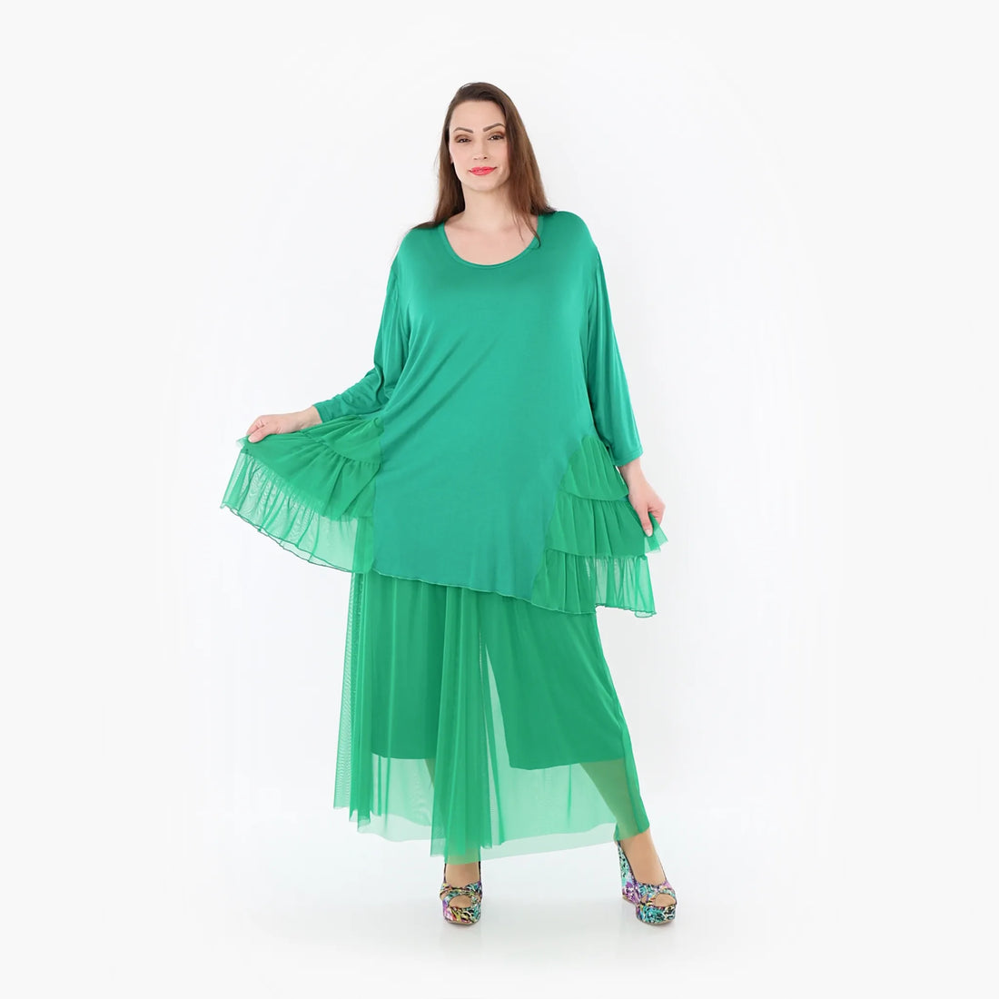  A-Form Bigshirt von AKH Fashion aus Materialmix, 1457.06862, Grün, Ausgefallen, Zeitlos