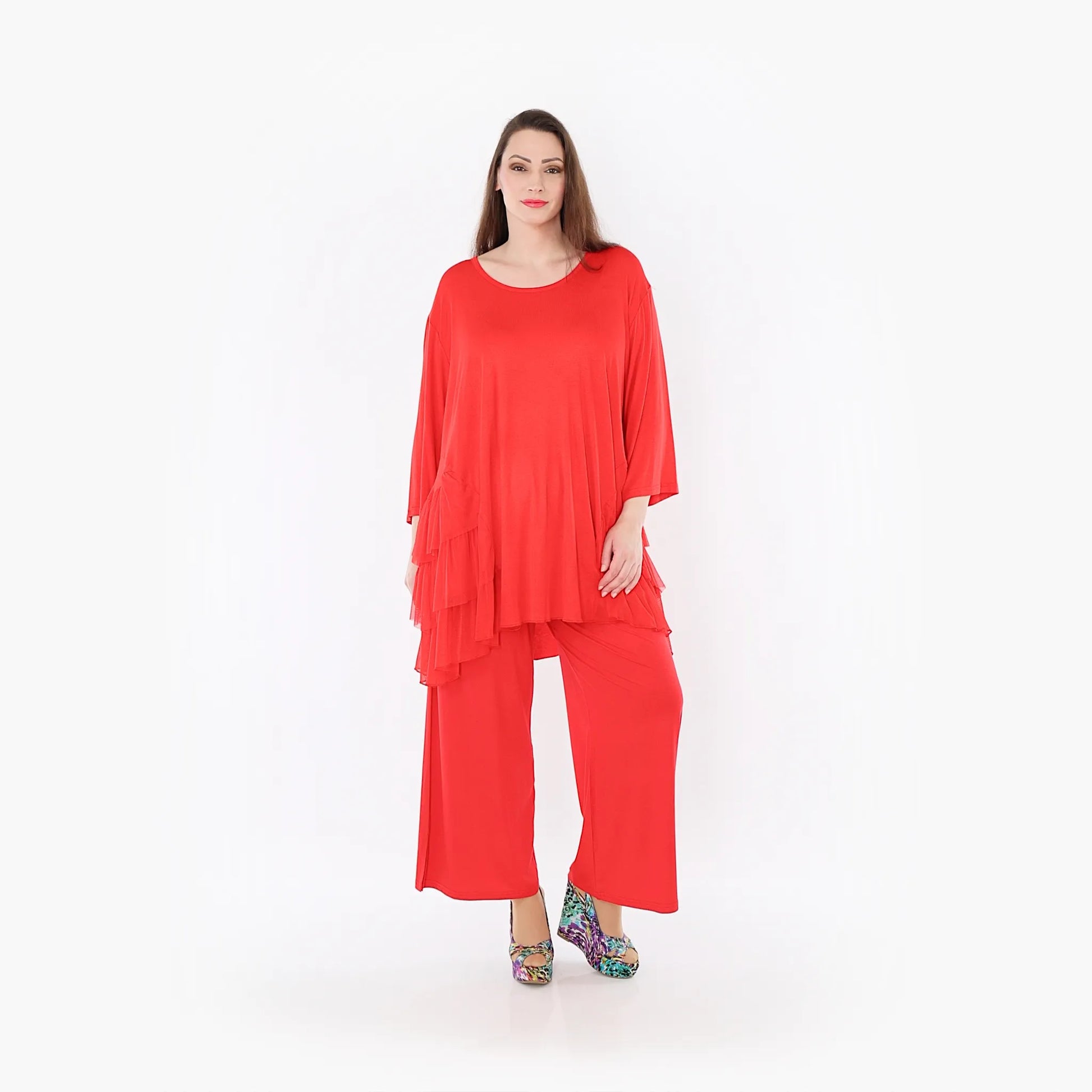  A-Form Bigshirt von AKH Fashion aus Materialmix, 1457.06862, Rot, Ausgefallen, Zeitlos