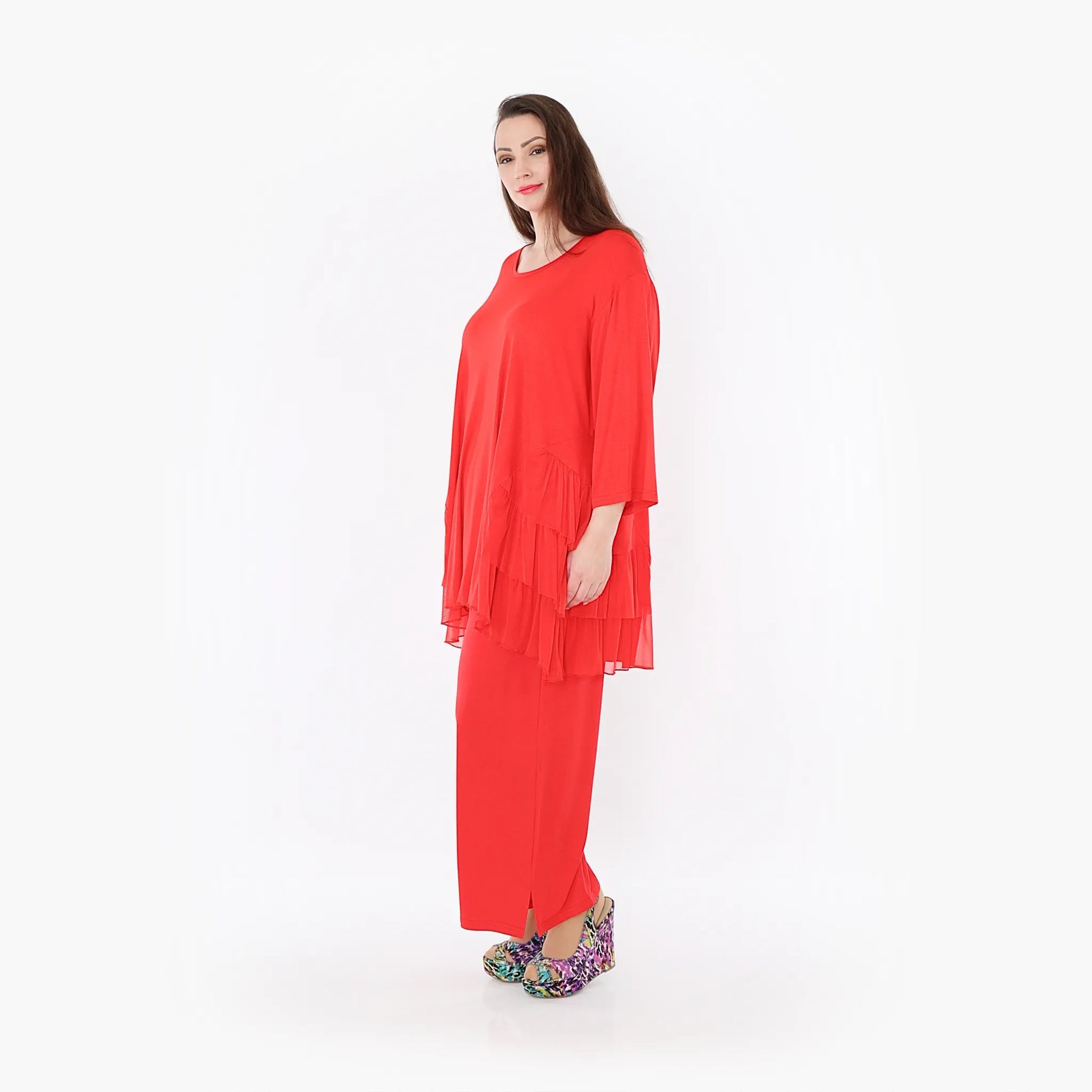  A-Form Bigshirt von AKH Fashion aus Materialmix, 1457.06862, Rot, Ausgefallen, Zeitlos
