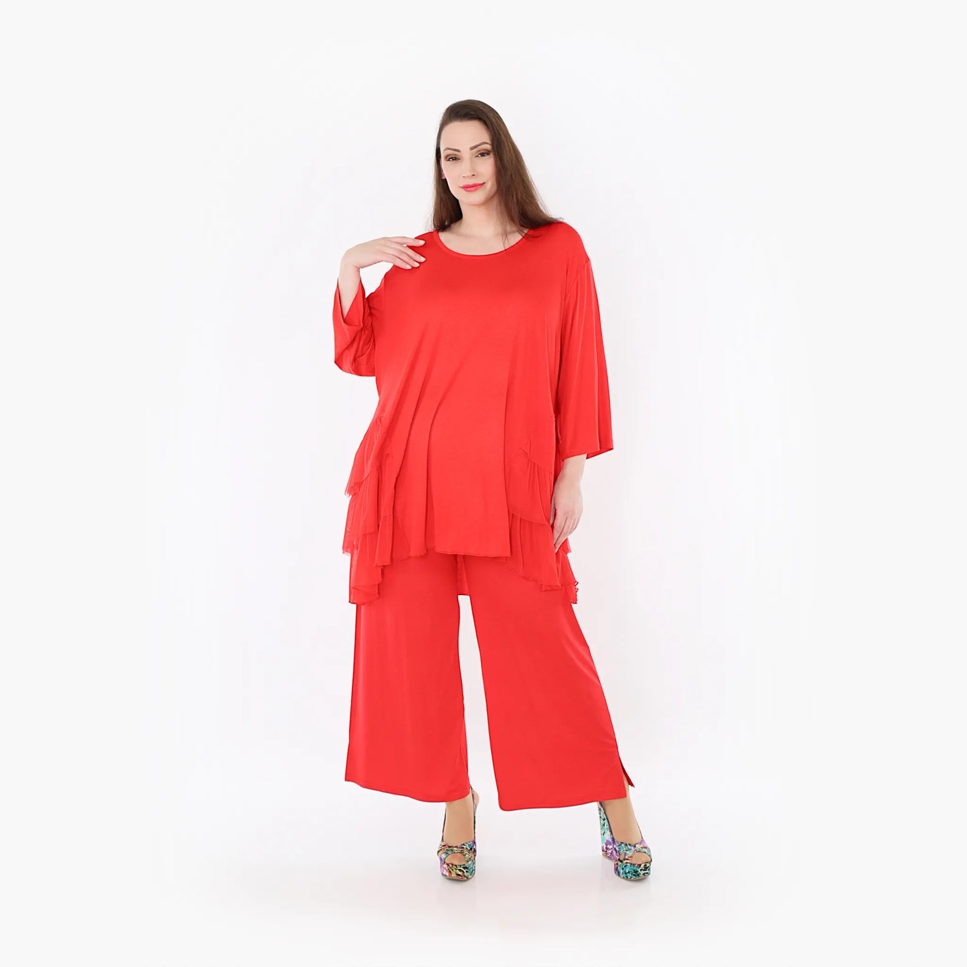  A-Form Bigshirt von AKH Fashion aus Materialmix, 1457.06862, Rot, Ausgefallen, Zeitlos